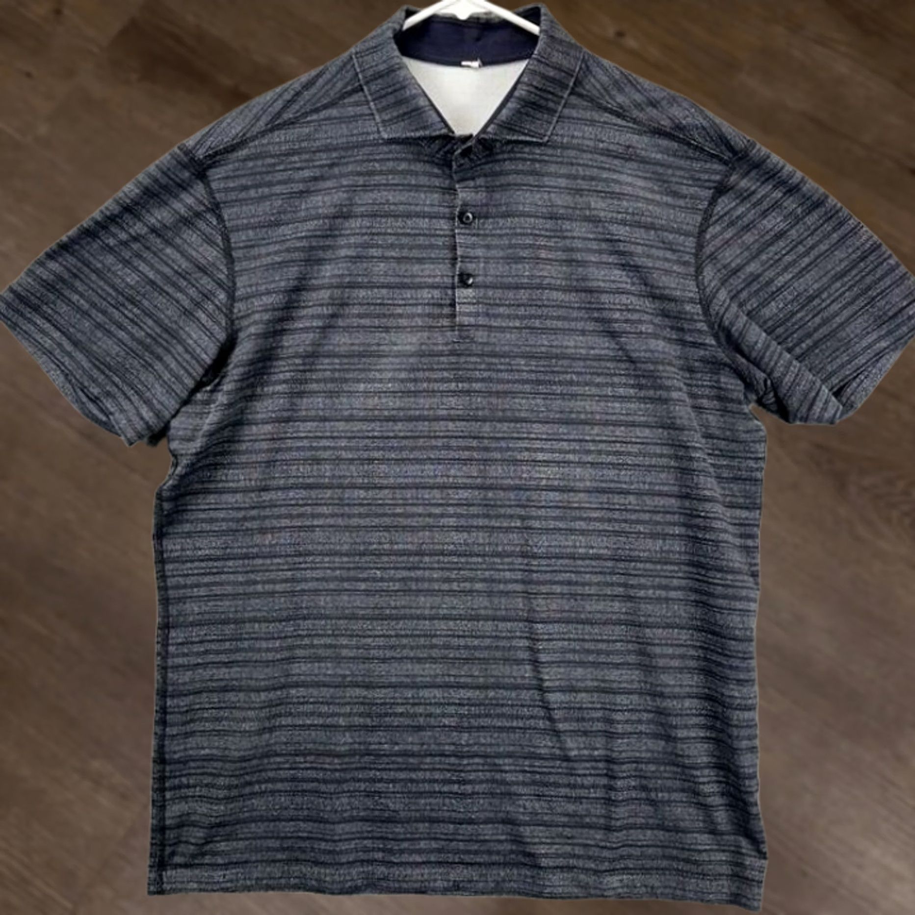 Lululemon Lululemon Golf Polo Shirt Mens XL Dark Grey Striped Athletic Short Sleeve Polo Shirt Polo Short Sleeve Sports Outdoor Logo Casual Size US XL / EU 56 / 4 - 1 Thumbnail