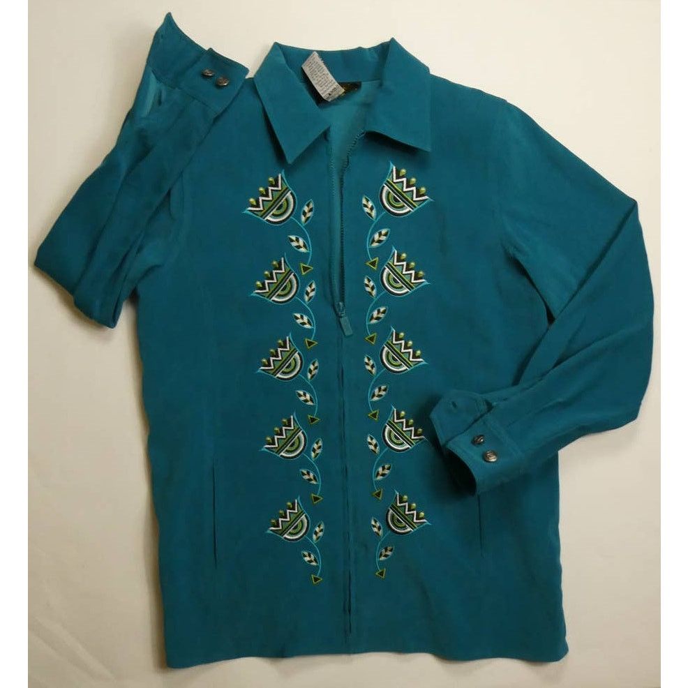 Bob Mackie BOB MACKIE Wearable Art Embroidered Zip Jacket, size: small Size S / US 4 / IT 40 - 1 Thumbnail