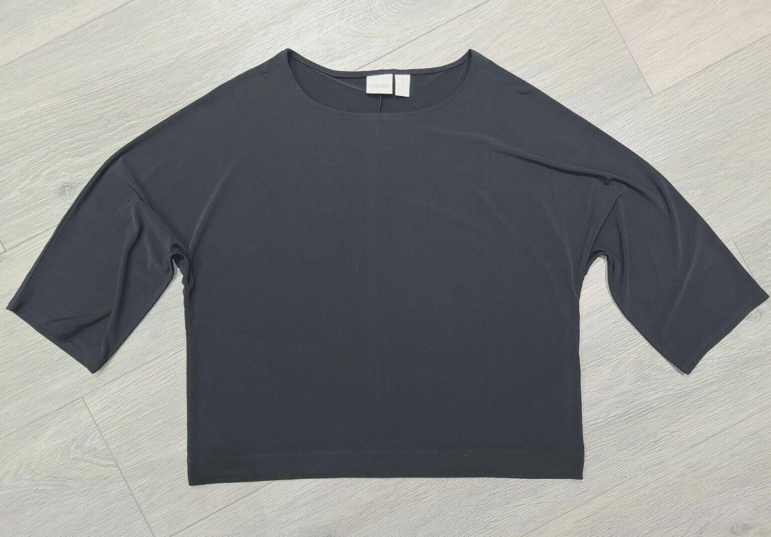 Chicos Chicos Top Size 2 Black 3/4 Sleeve Casual stretch Large 12 Size XS / US 0-2 / IT 36-38 - 1 Thumbnail