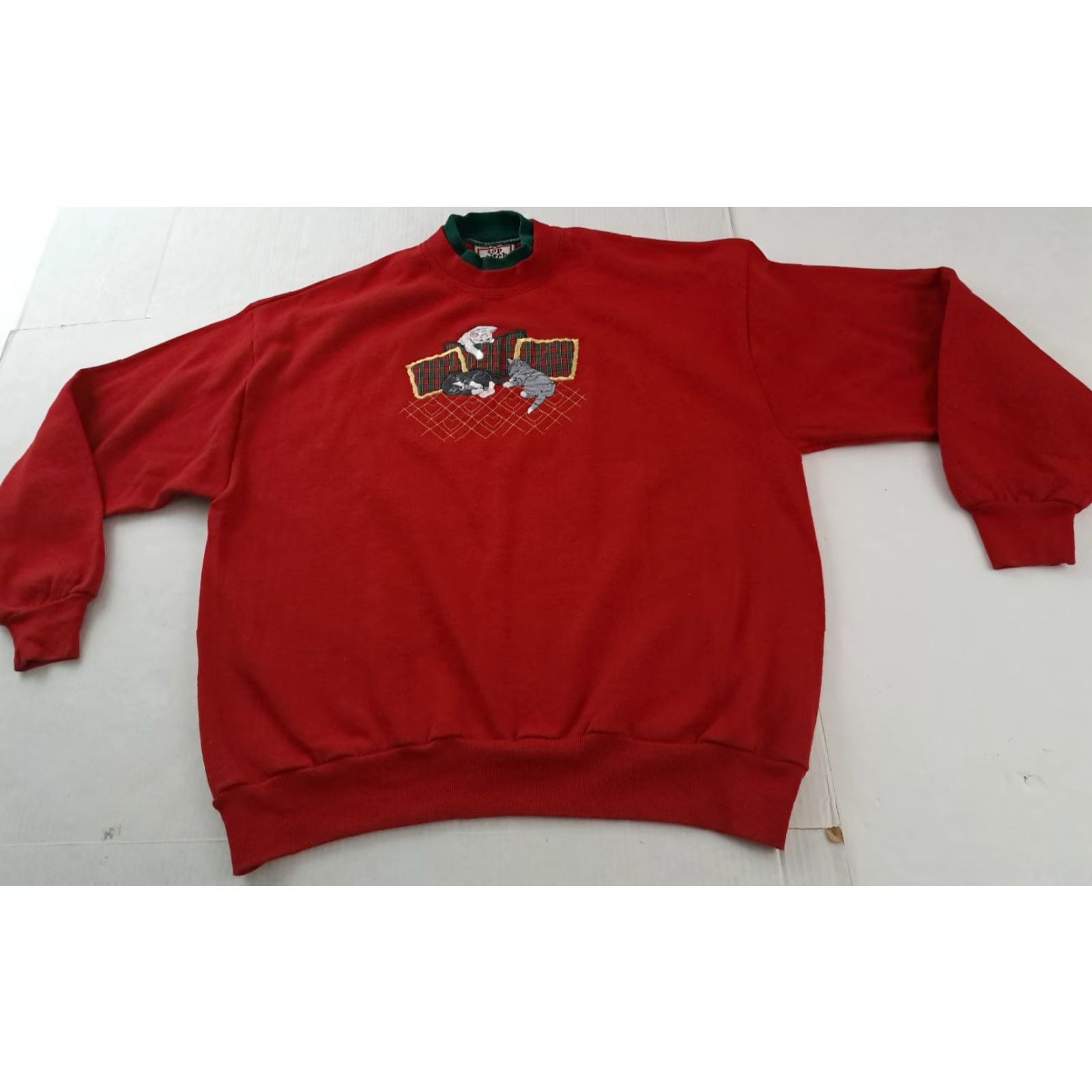 Vintage VINTAGE Kittens and Pillows Embroidered XL Sweatshirt Top Stitch USA made Size XL / US 12-14 / IT 48-50 - 5 Thumbnail