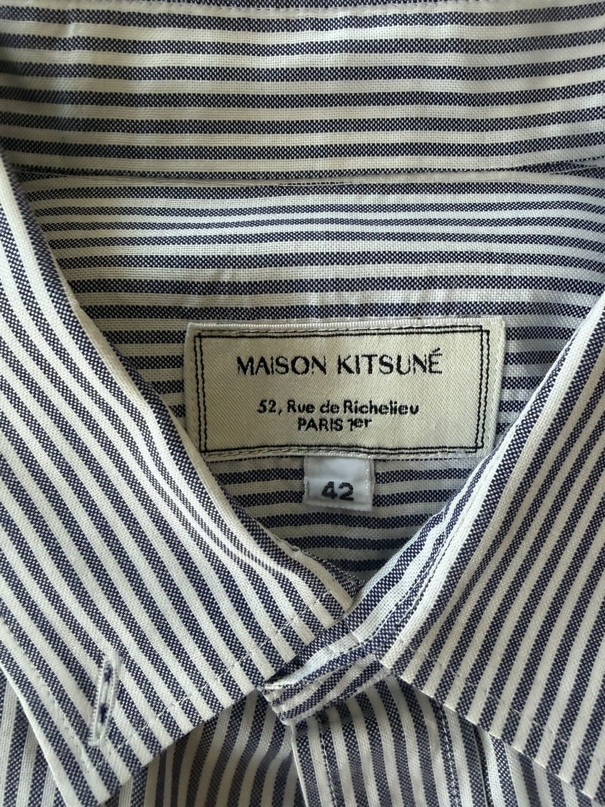 Maison Kitsune Maison Kitsuné Fox Embroidery Striped Dress Shirt — EU 42 Size US XS / EU 42 / 0 - 3 Thumbnail