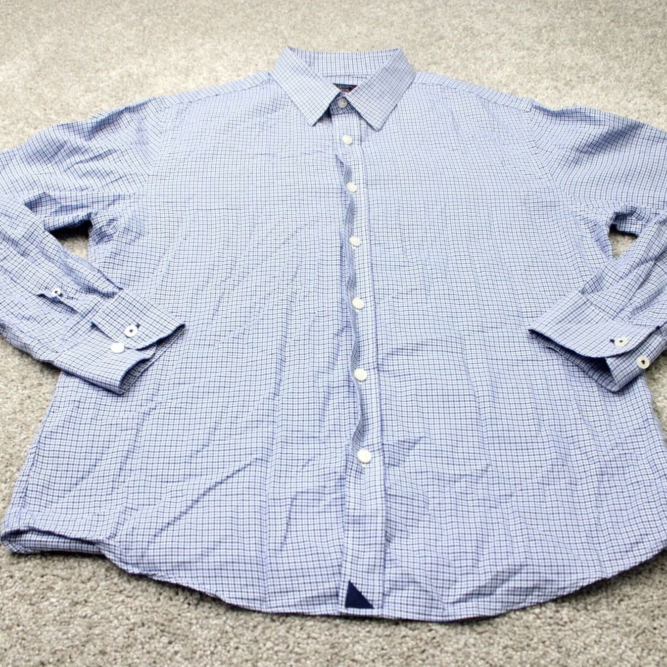 UNTUCKit UNTUCKit Shirt Men Medium Blue Checkered 100% Cotton Long Sleeve Button-Up Carded? Size US M / EU 48-50 / 2 - 3 Thumbnail