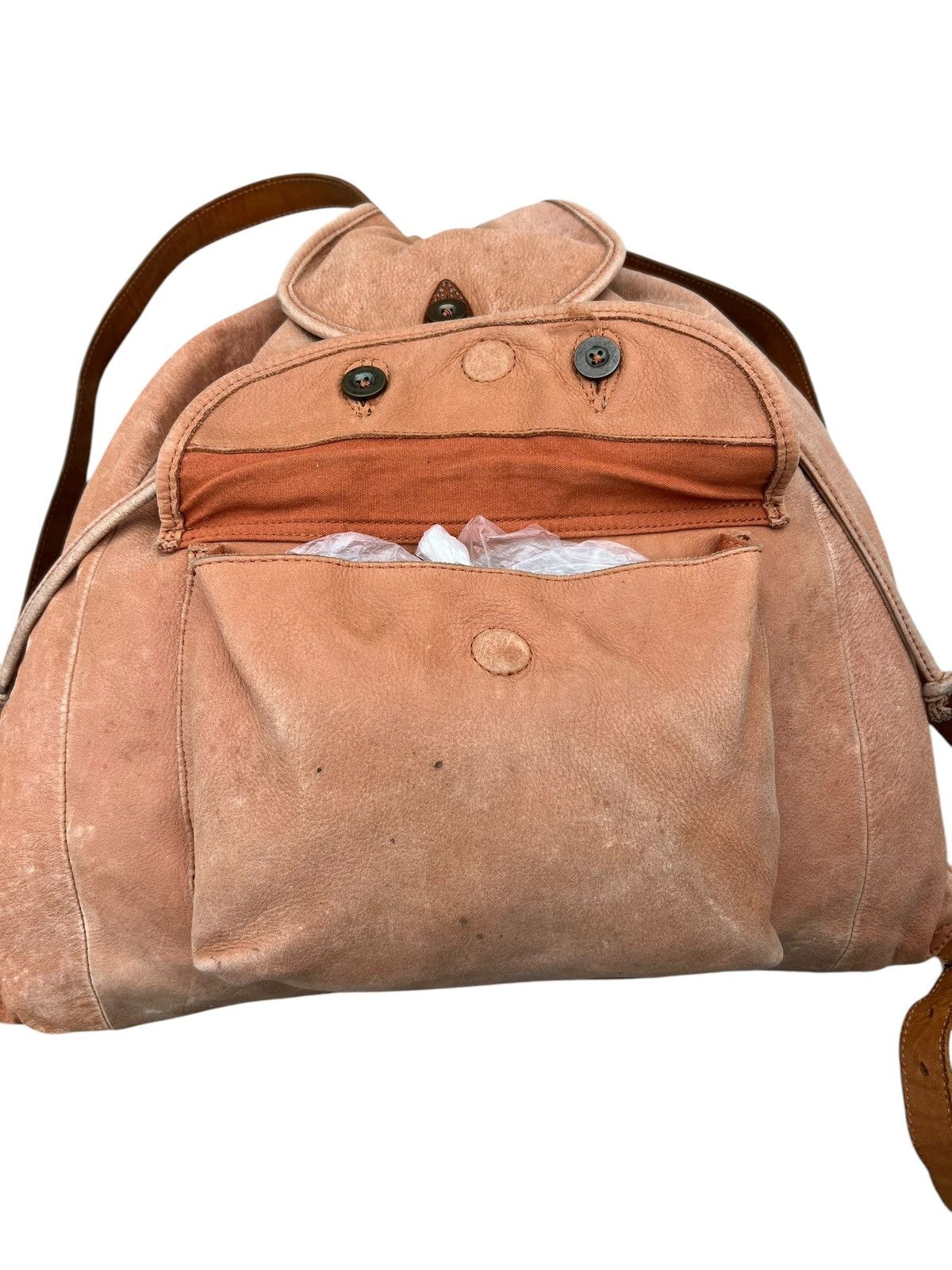 Leather Vintage COCARDE Japan Faded Patina Leather Backpack Bag Size ONE SIZE - 7 Thumbnail