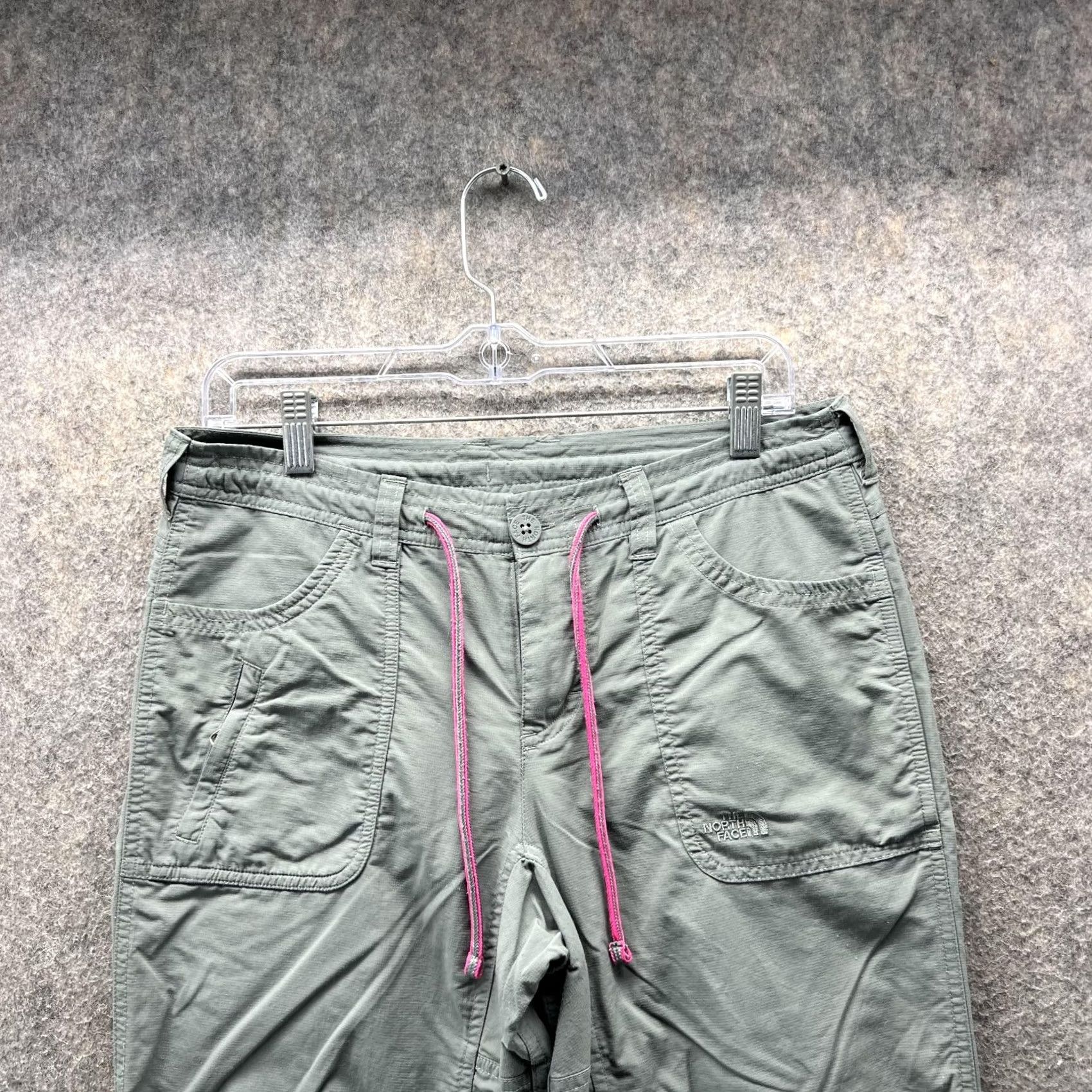 The North Face VINTAGE: The North Face Pants Women 4 Green Pink Casual Drawstring Polyester Hiking Hike Size 27" / US 4 / IT 40 - 7 Thumbnail