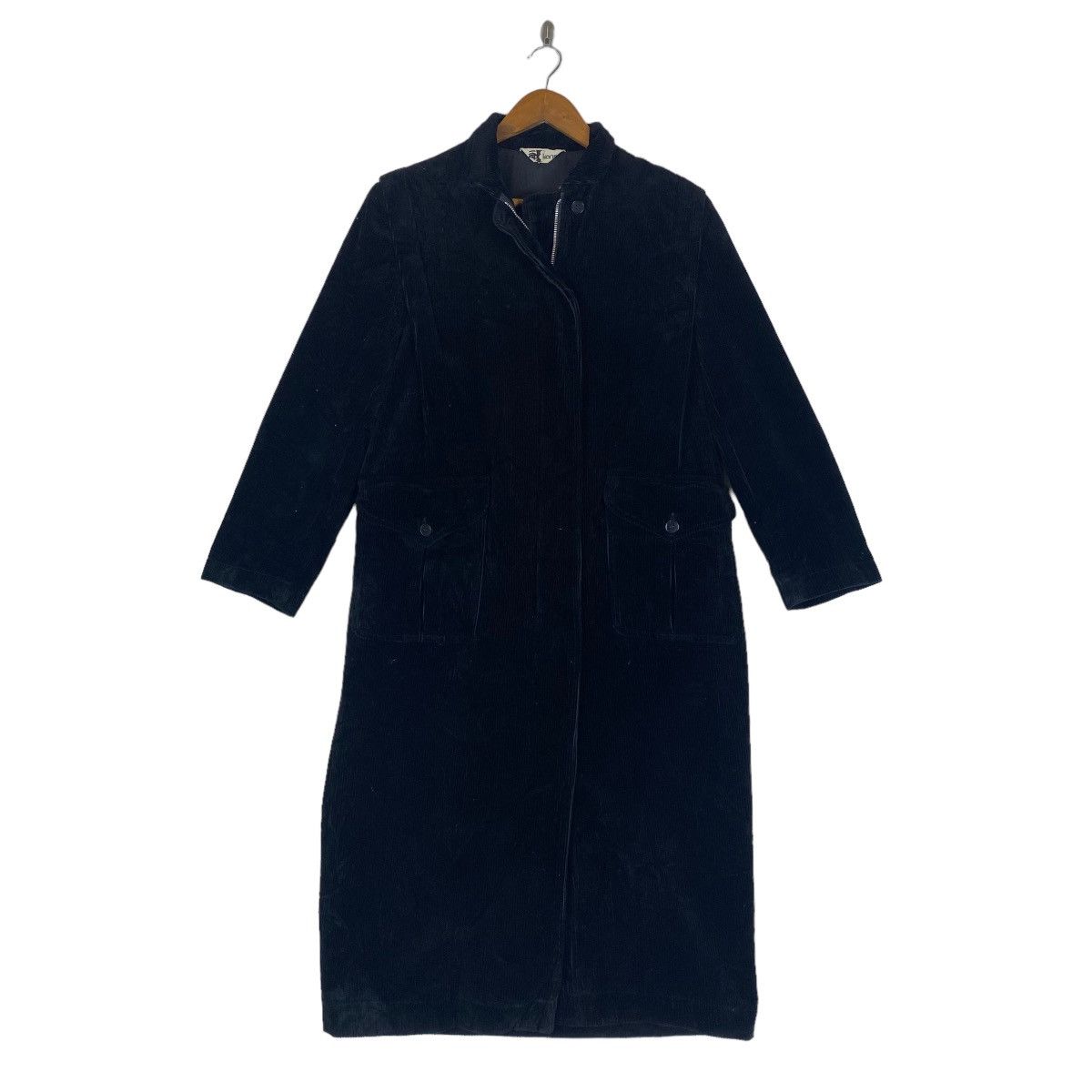 image of Avant Garde x Kansai Yamamoto Kansai Corduroy Velvet Zipper Long Jacket in Black, Women's (Size Med