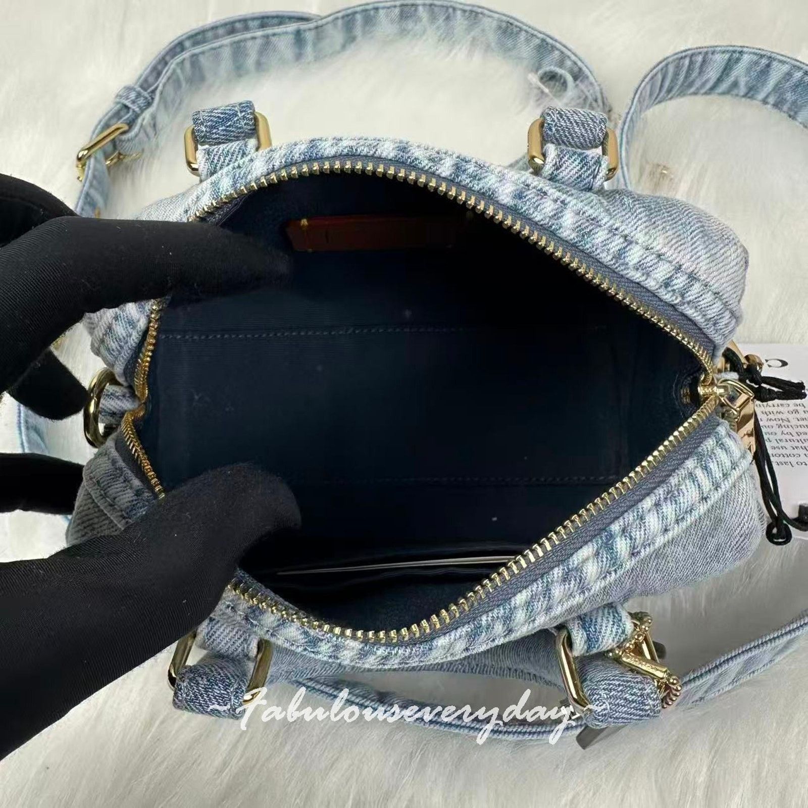 Coach Coach Mini Rowan Crossbody Loved Denim Charms Light Indigo Size ONE SIZE - 8 Thumbnail