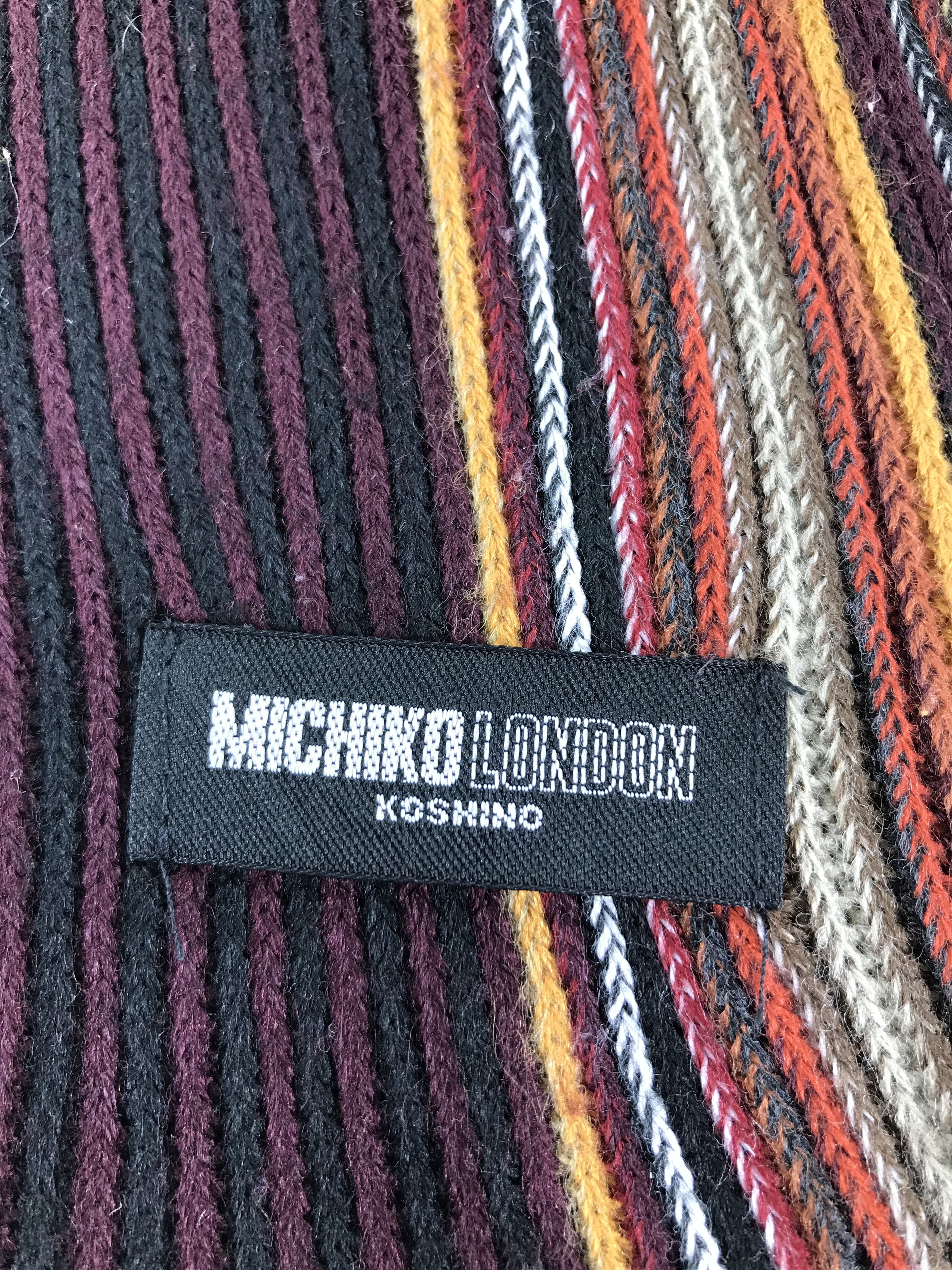 Michiko Koshino Michiko Koshino Striped Knit Wool Scarf Muffler V279 Size ONE SIZE - 4 Thumbnail