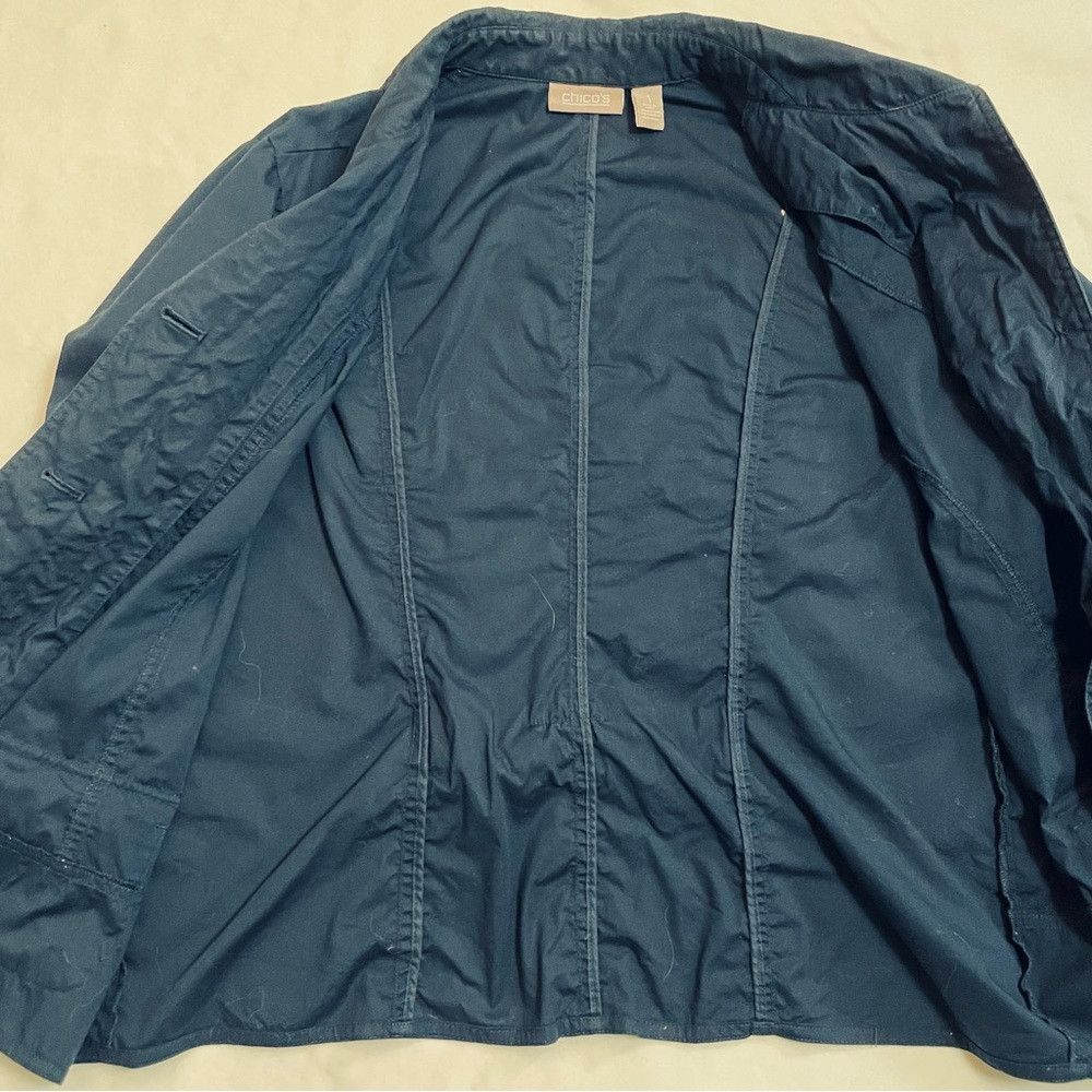 Chicos Chico's Navy Cotton Lightweight Jacket Size1 US M Size M / US 6-8 / IT 42-44 - 5 Thumbnail