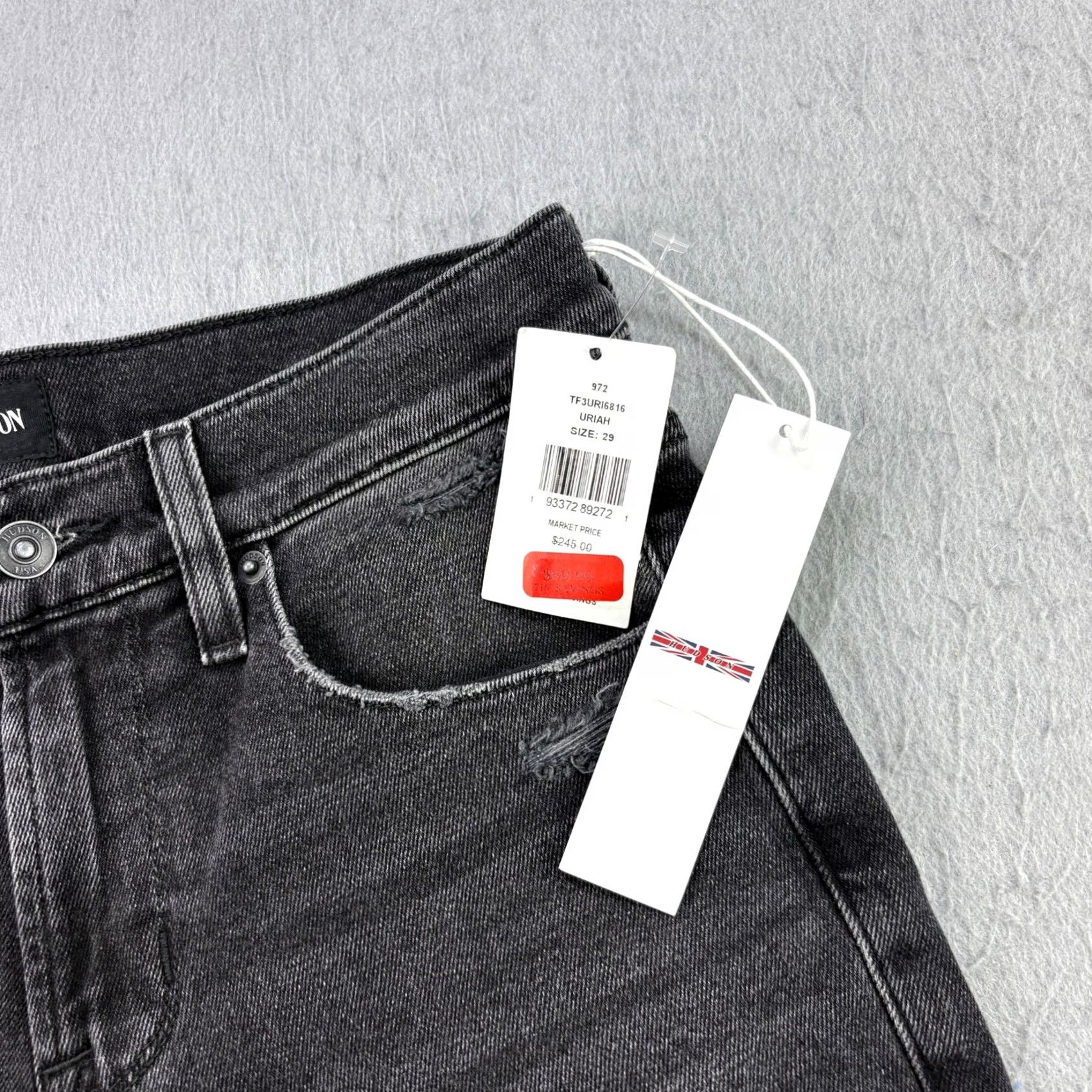 Hudson Hudson Jeans Mens Slim 29x33 Black Ethan Biker Distressed Denim Stretch Jeans Size 29 Inseam 33 Slim Fit Mens Size US 29 - 3 Thumbnail