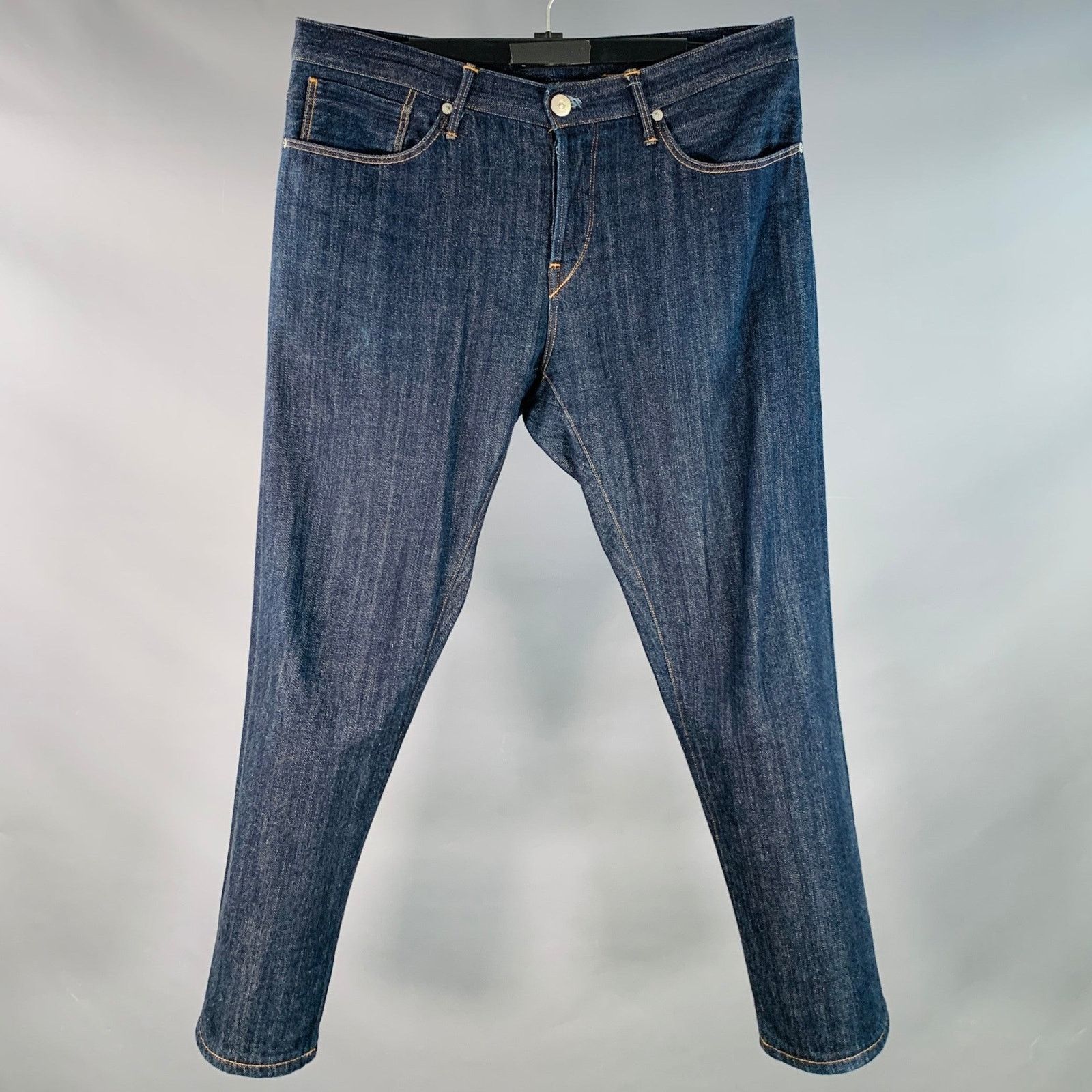 Other 3 X 1 Indigo Cotton Selvedge Twill Contrast Stitch Button Size US 36 / EU 52 - 1 Thumbnail