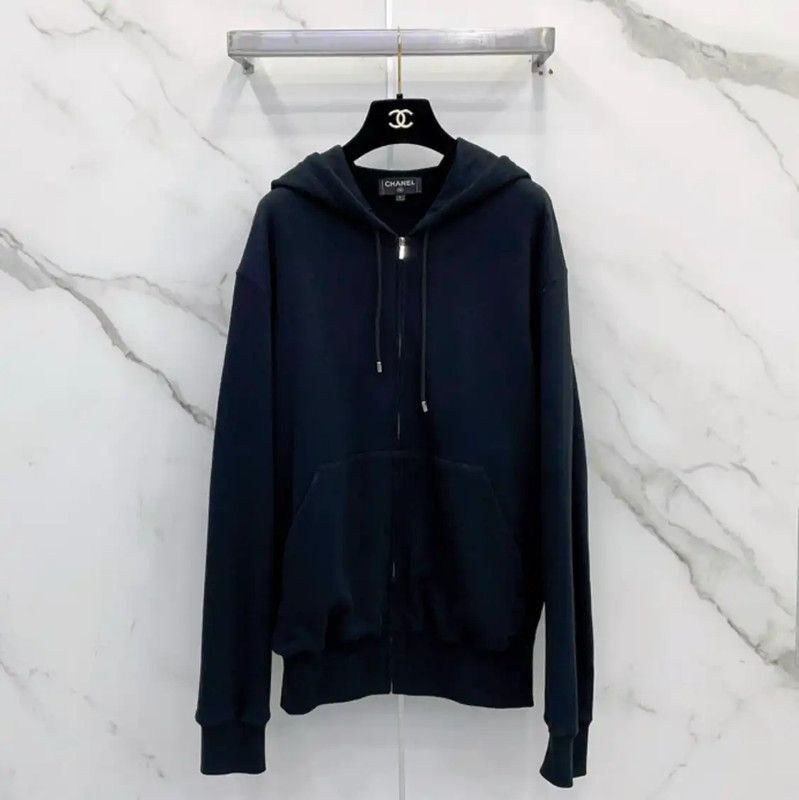 Chanel Chanel Black Cotton Women's Long Sleeve Hoodie 0089 Size L / US 10 / IT 46 - 1 Thumbnail
