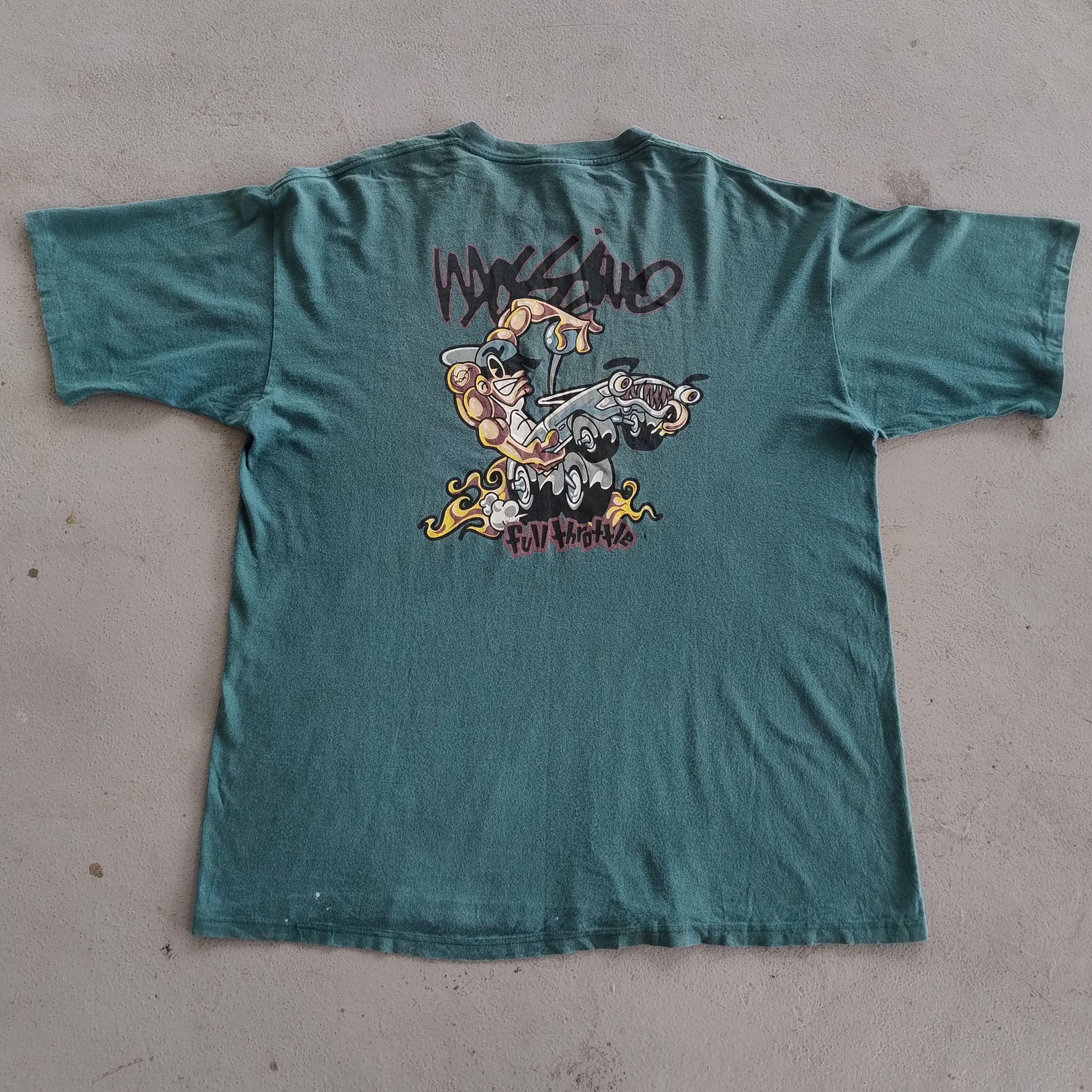 image of Mossimo Full Throttle Low Rider Cholo Jnco Style Tee in Green, Men's (Size 2XL)