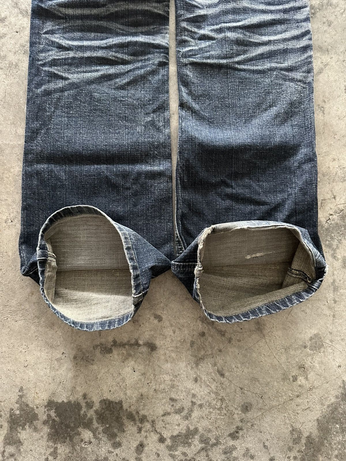 If Six Was Nine Y2K Japanese Whisker Wash Flared Jeans Size 33" - 16 Thumbnail