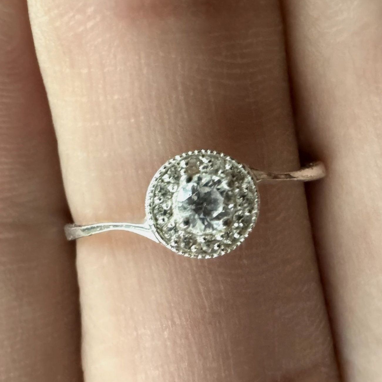 Vintage VTG Sterling Silver 925 Fine Cubic Zirconia & CZ Halo Accent Size ONE SIZE - 1 Thumbnail