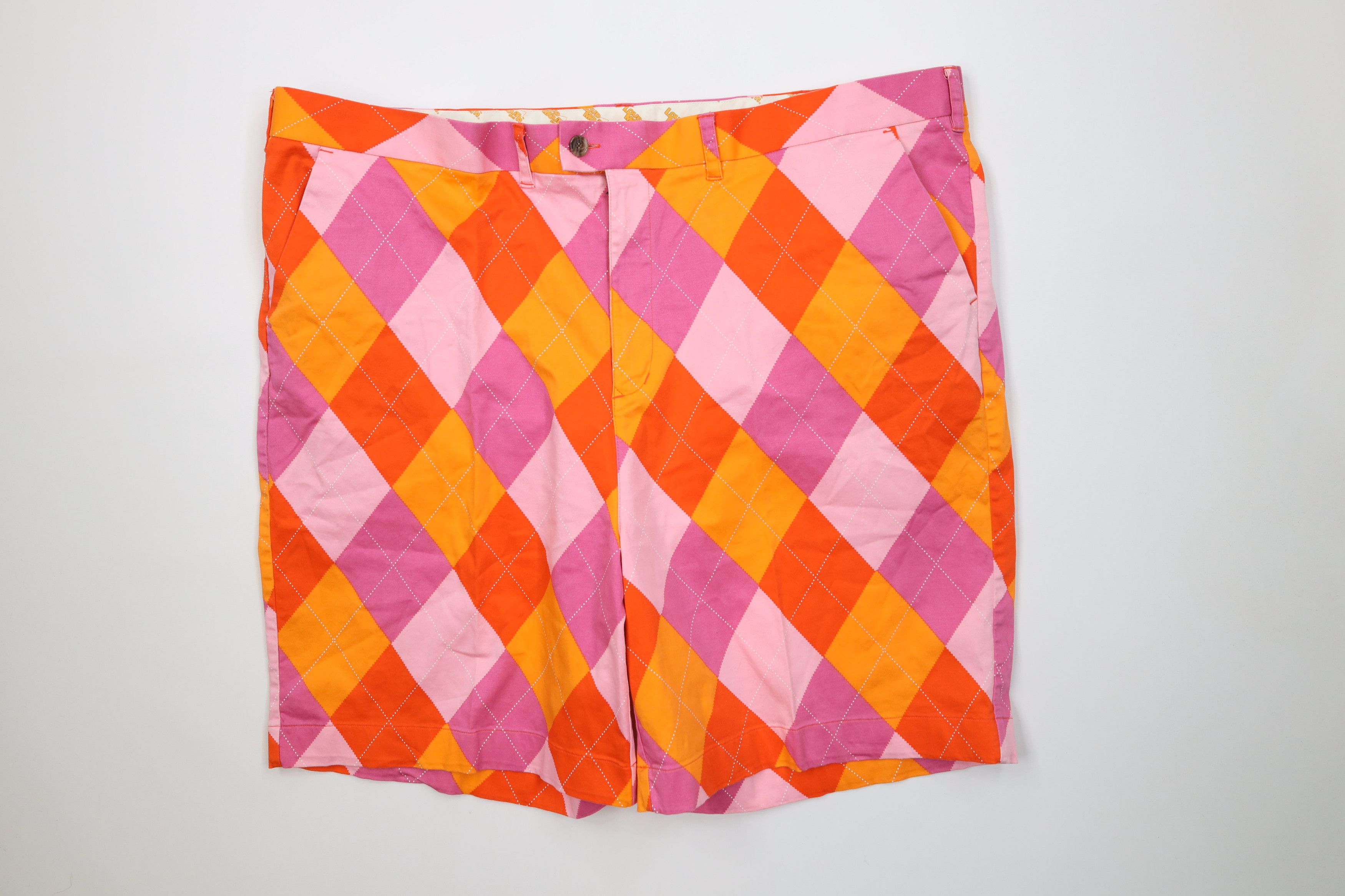 Vintage Loudmouth Golf Pastel Argyle Diamond John Daly Chino Shorts Size US 44 / EU 60 - 1 Thumbnail