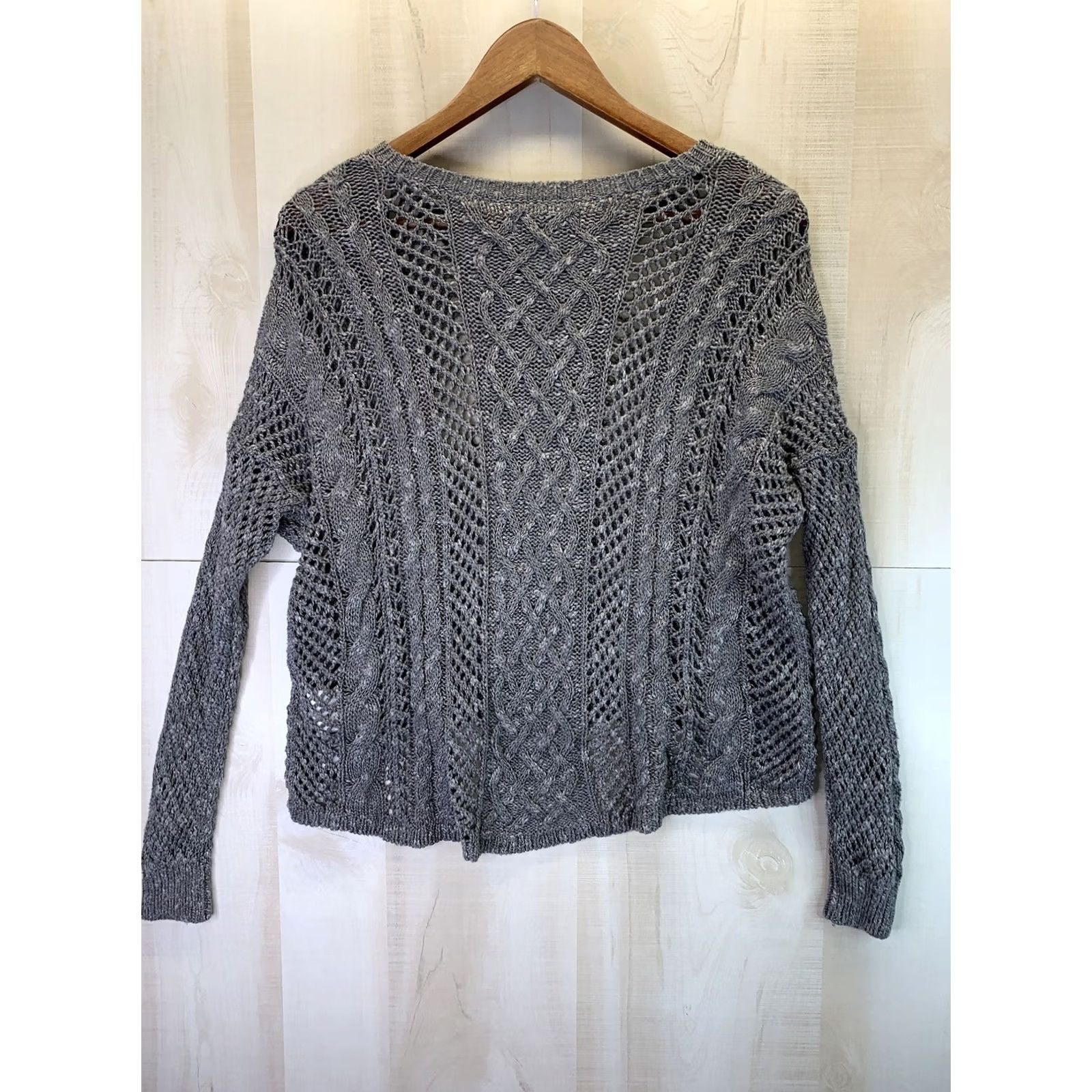 Abercrombie & Fitch Abercrombie & Fitch Women’s/Teen XS/S Gray Hi-Lo Cable Open Knit Sweater Shirt Pullover Ladies Black White Gray 90s? Size XS / US 0-2 / IT 36-38 - 5 Thumbnail