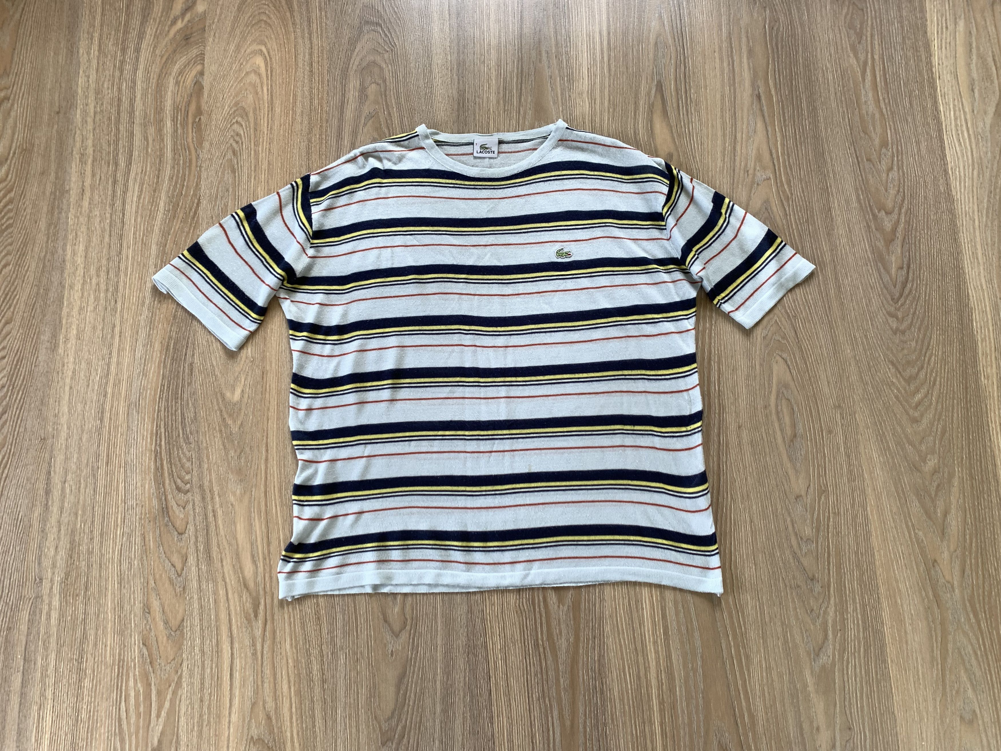 Lacoste × Vintage Vintage Lacoste Stripe Cotton T-Shirt Size US XL / EU 56 / 4 - 1 Thumbnail