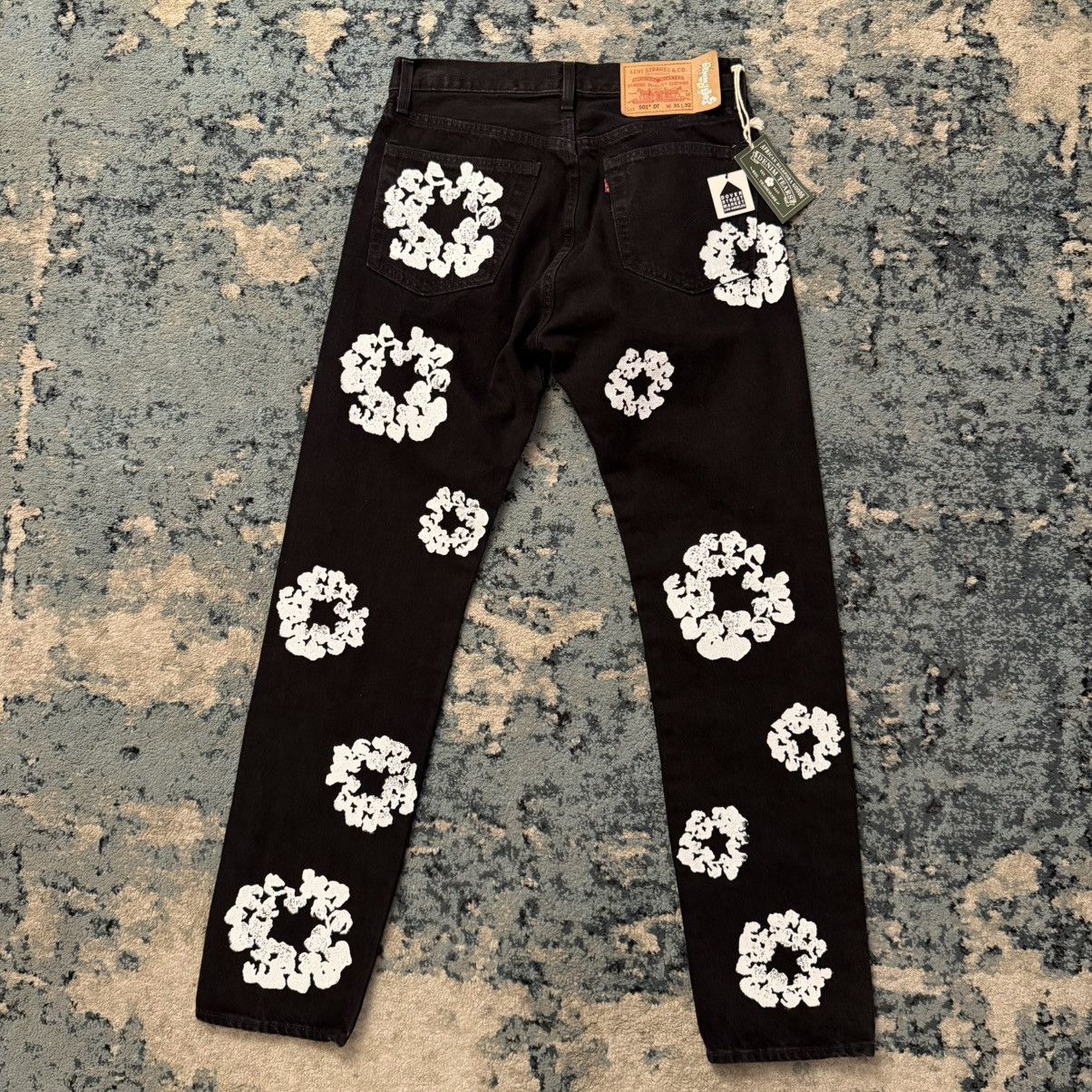 DENIM TEARS Denim Tears Cotton Wreath Black Jeans 501 W31 L32 Brand New Size US 31 - 2 Thumbnail