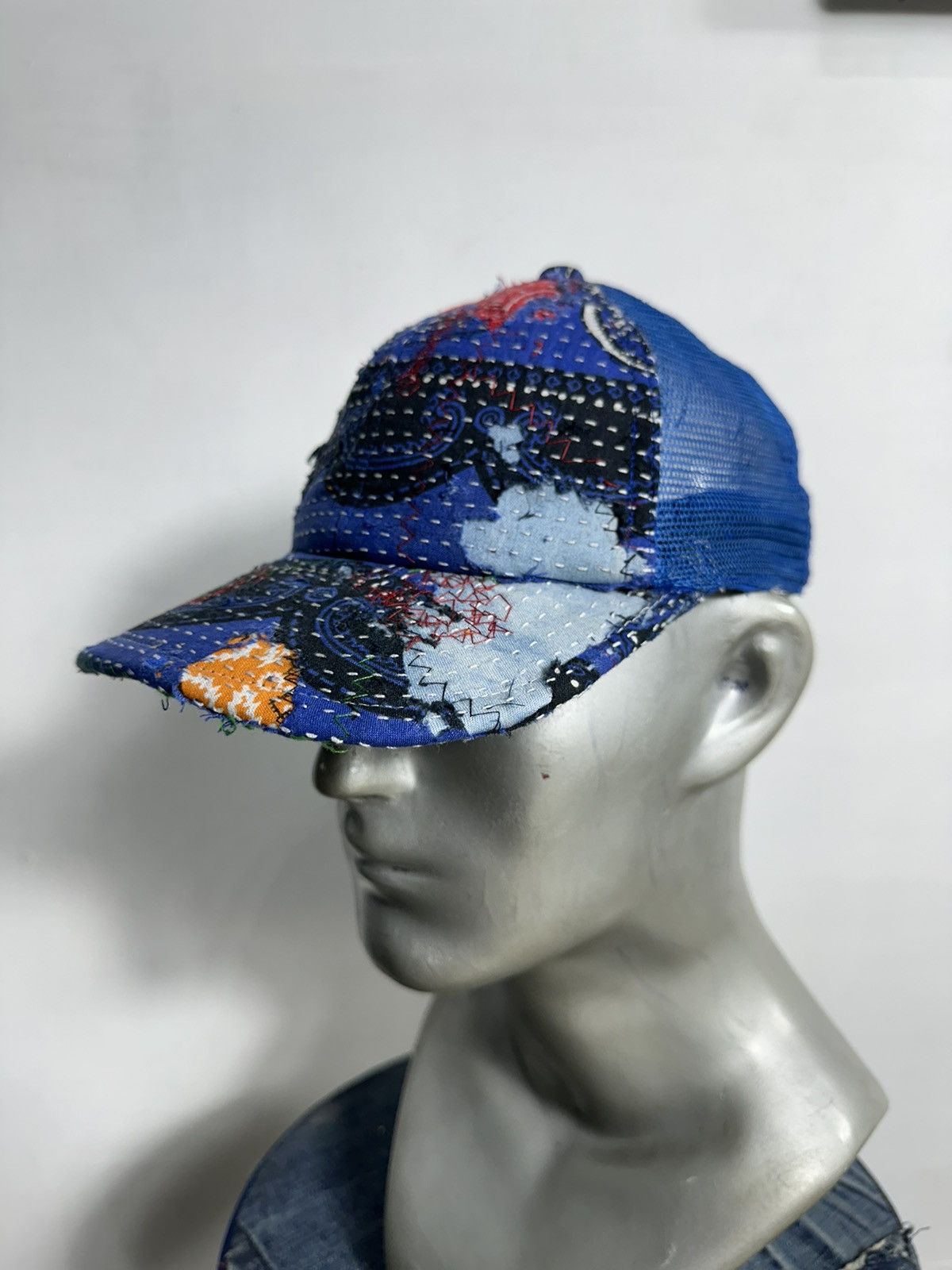 Handmade Custom Made Distressed Paisley Patchwork Boro Trucker hats Size ONE SIZE - 11 Thumbnail