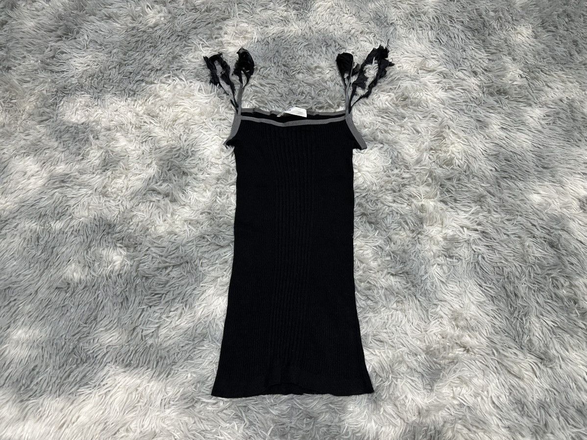 Sacai 🔥Sacai Luck Ribbed Knit Tank Top Camisole Fray Double Laces Size US XS / EU 42 / 0 - 1 Thumbnail
