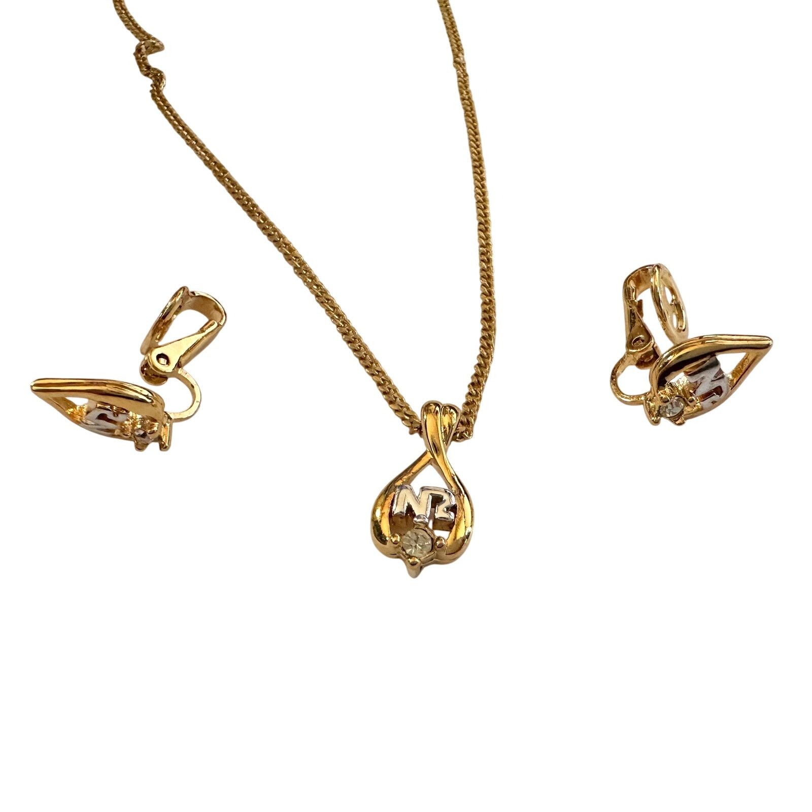 Nina Ricci Nina Ricci Necklace nad Earrings Set NR Rhinestone Size ONE SIZE - 4 Thumbnail