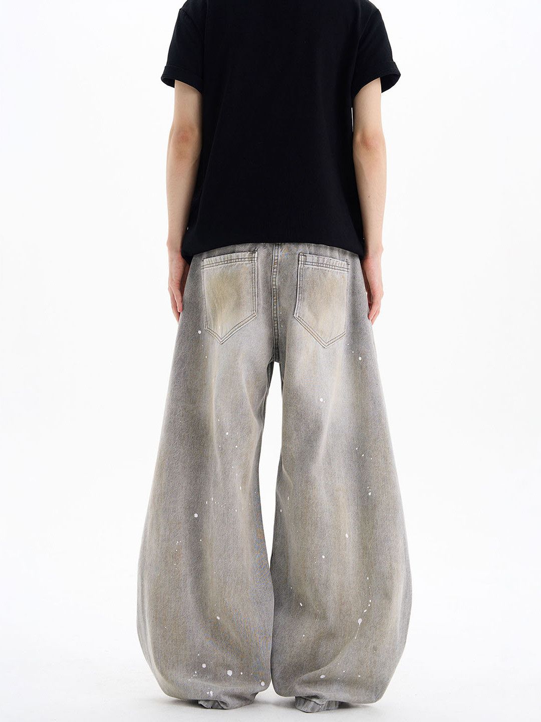 Vintage Street Splatter-Paint Washed Distressed Curved-Leg Jeans Size US 32 / EU 48 - 5 Thumbnail