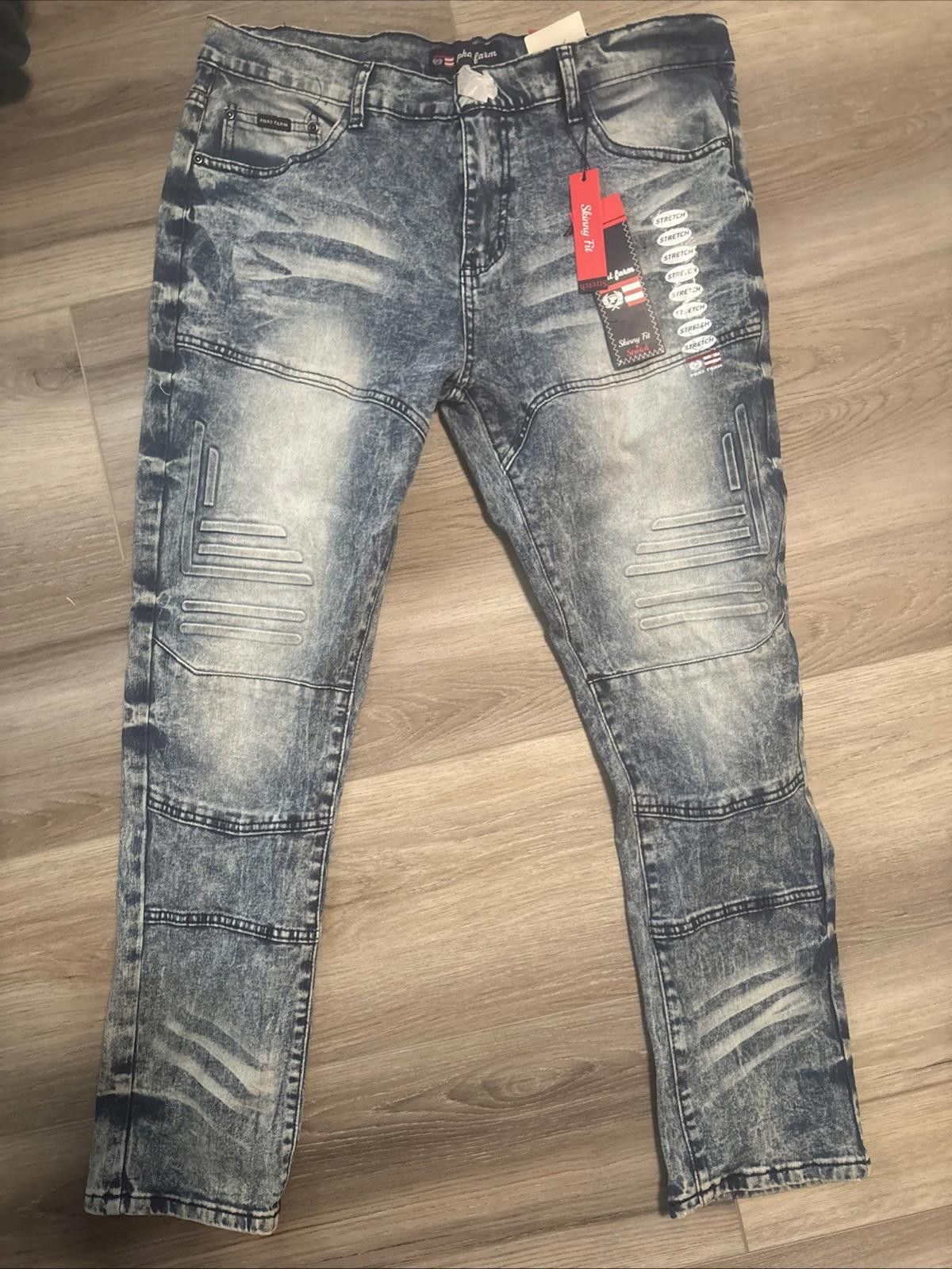 Phat Farm Phat Farm Jeans Slim Skinny Stretch Retro Moto NWT 36X30 Size 36" / US 14 / IT 50 - 1 Thumbnail