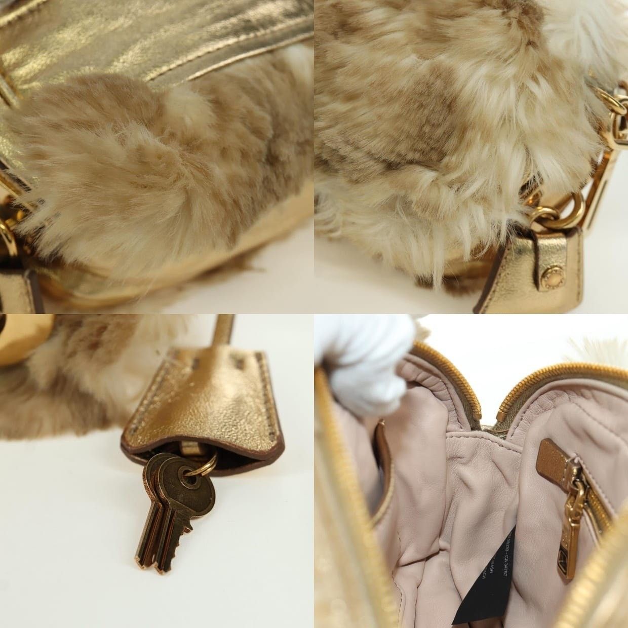 Prada Prada Fur Shoulder Bag Beige Size ONE SIZE - 12 Thumbnail