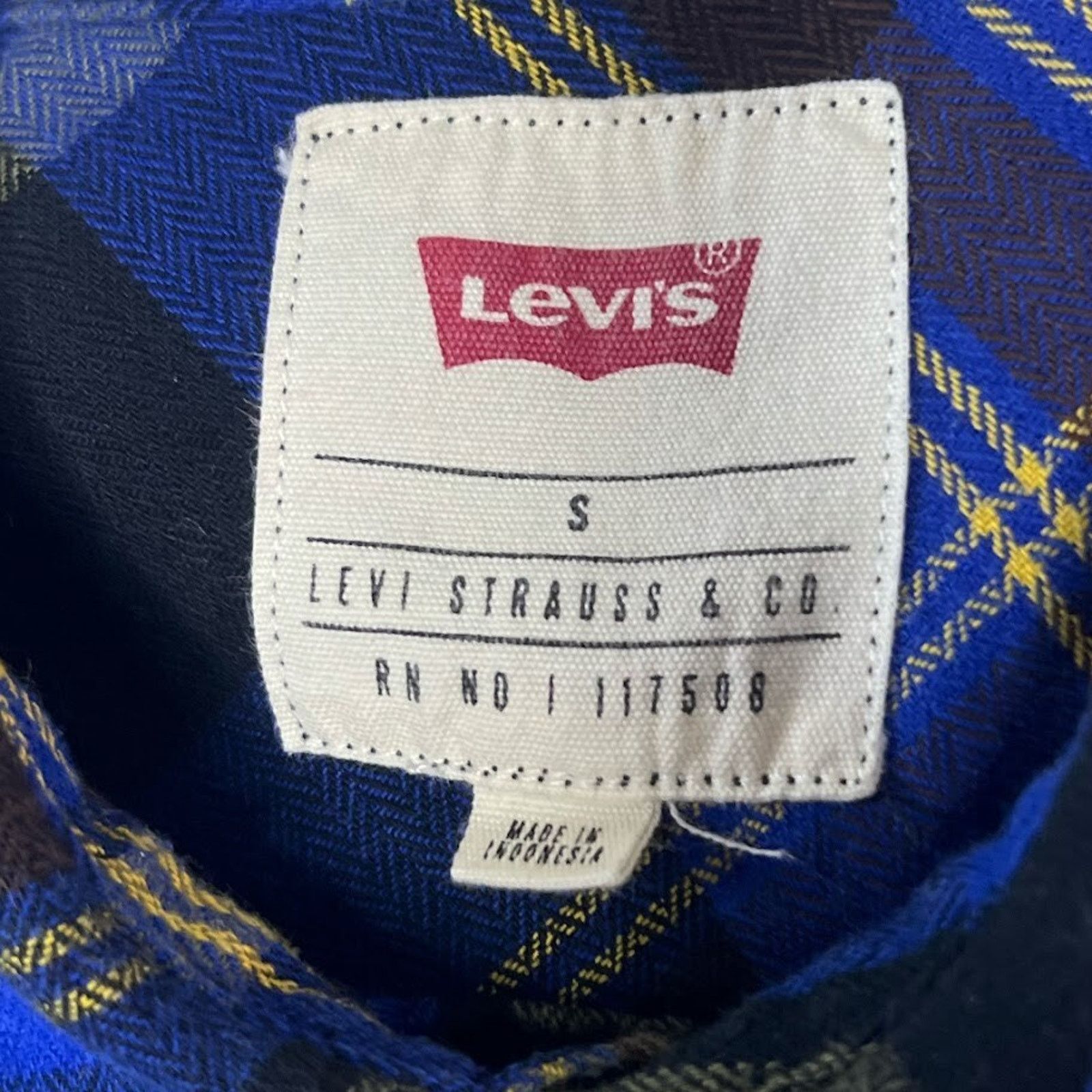 Levi's Levi's Mens Flannel Shirt Small Blue Black Plaid Long Sleeve Size US S / EU 44-46 / 1 - 5 Thumbnail