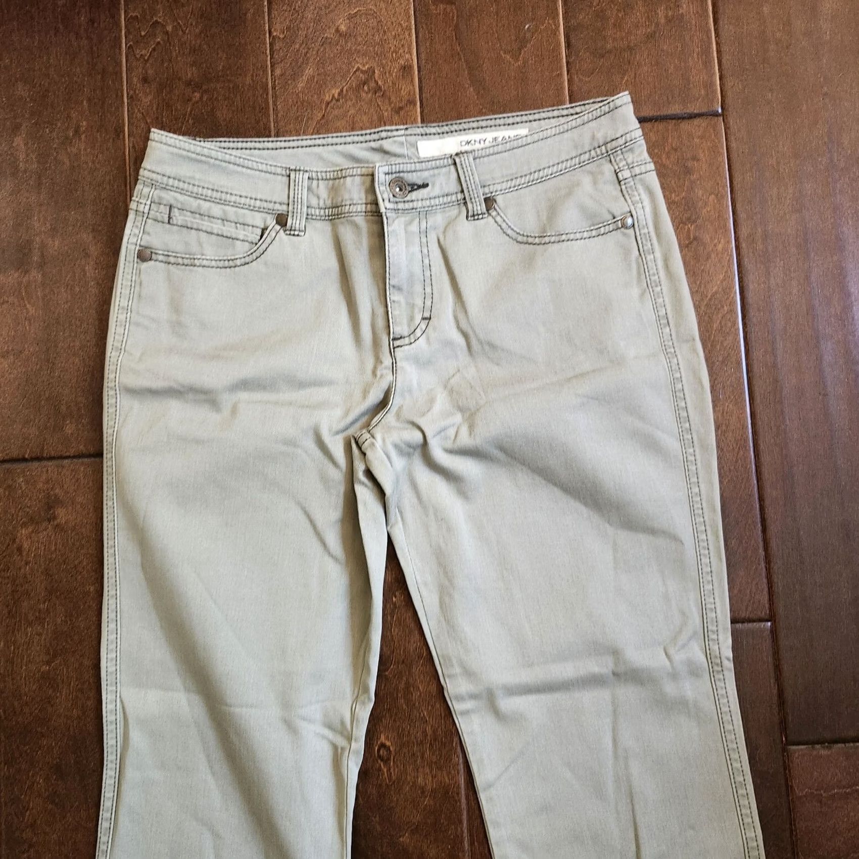 DKNY DKNY Women's Jeans - Khaki Gray - Size 6 - Cotton Spandex - Regular Fit - Zip Button Closure - Machine Washable - Solid - VAT? Size 28" / US 6 / IT 42 - 4 Thumbnail