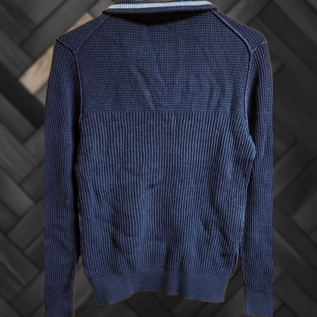 Tommy Bahama TOMMY BAHAMA Pullover 1/4 Zip Ribbed Cotton Dark Blue Knit Sweater Regular Unisex Adults Size S Size S / US 4 / IT 40 - 1 Thumbnail