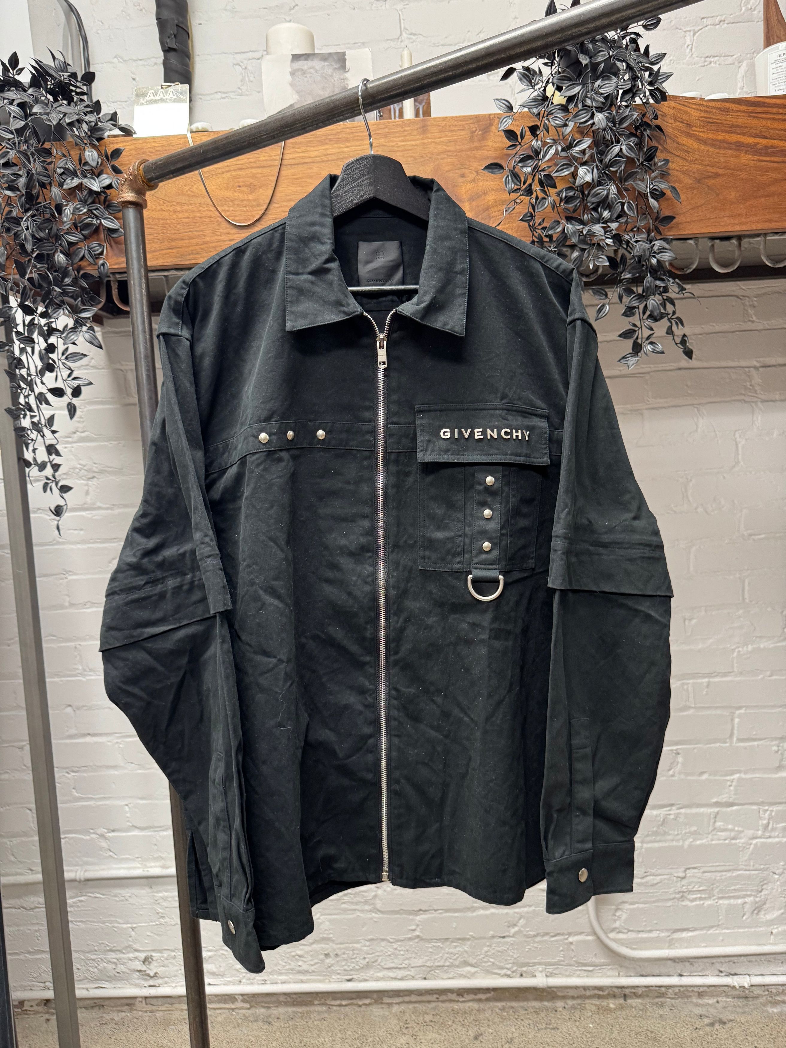 Givenchy Givenchy by Matthew Williams Layered Black Studded D-Ring Work Jacket Size US L / EU 52-54 / 3 - 1 Thumbnail