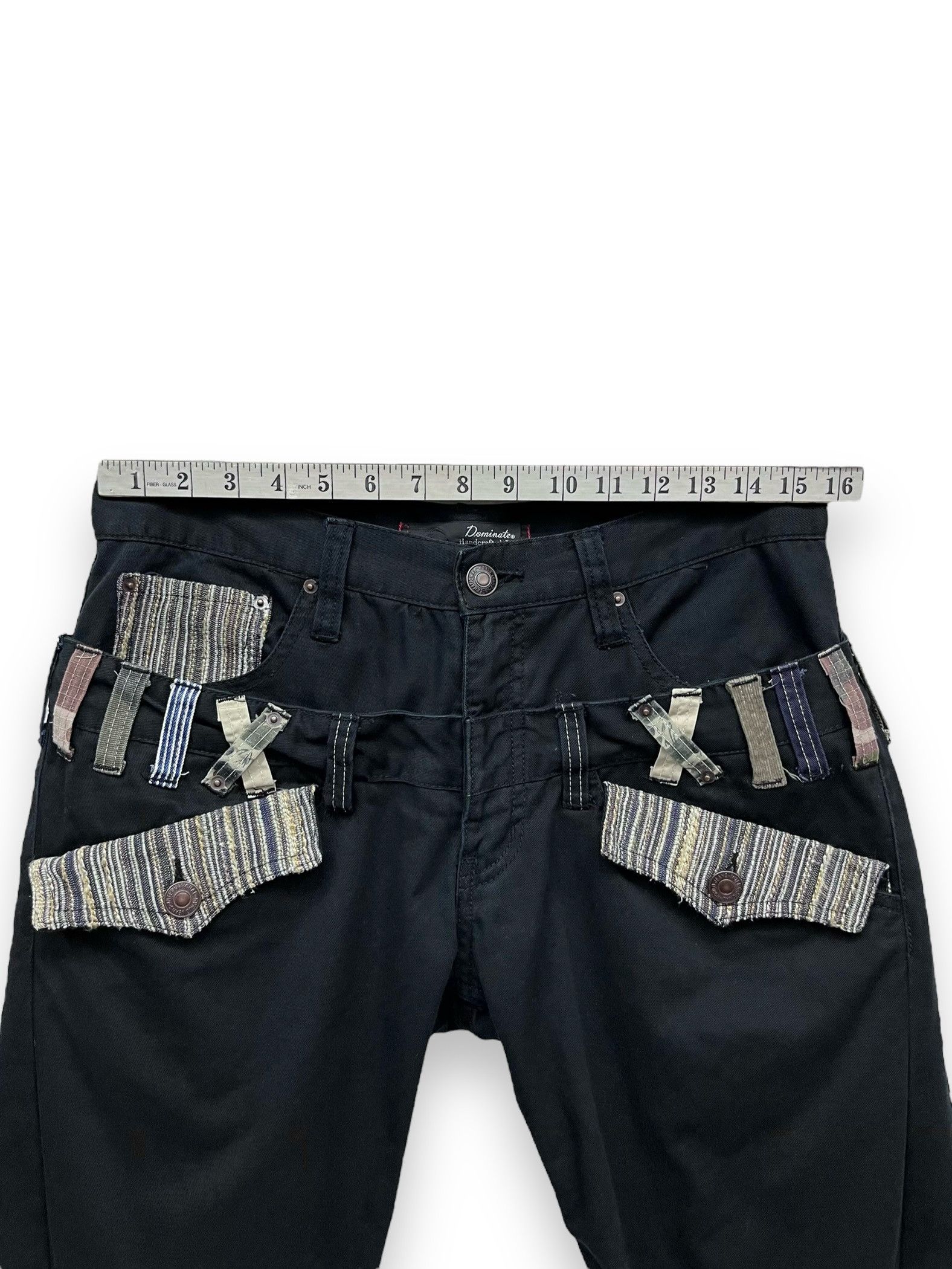 Black Label 🔥DOMINATE Japanese Handcrafted Double Waist Flap Bush Pants Size US 31 - 9 Thumbnail