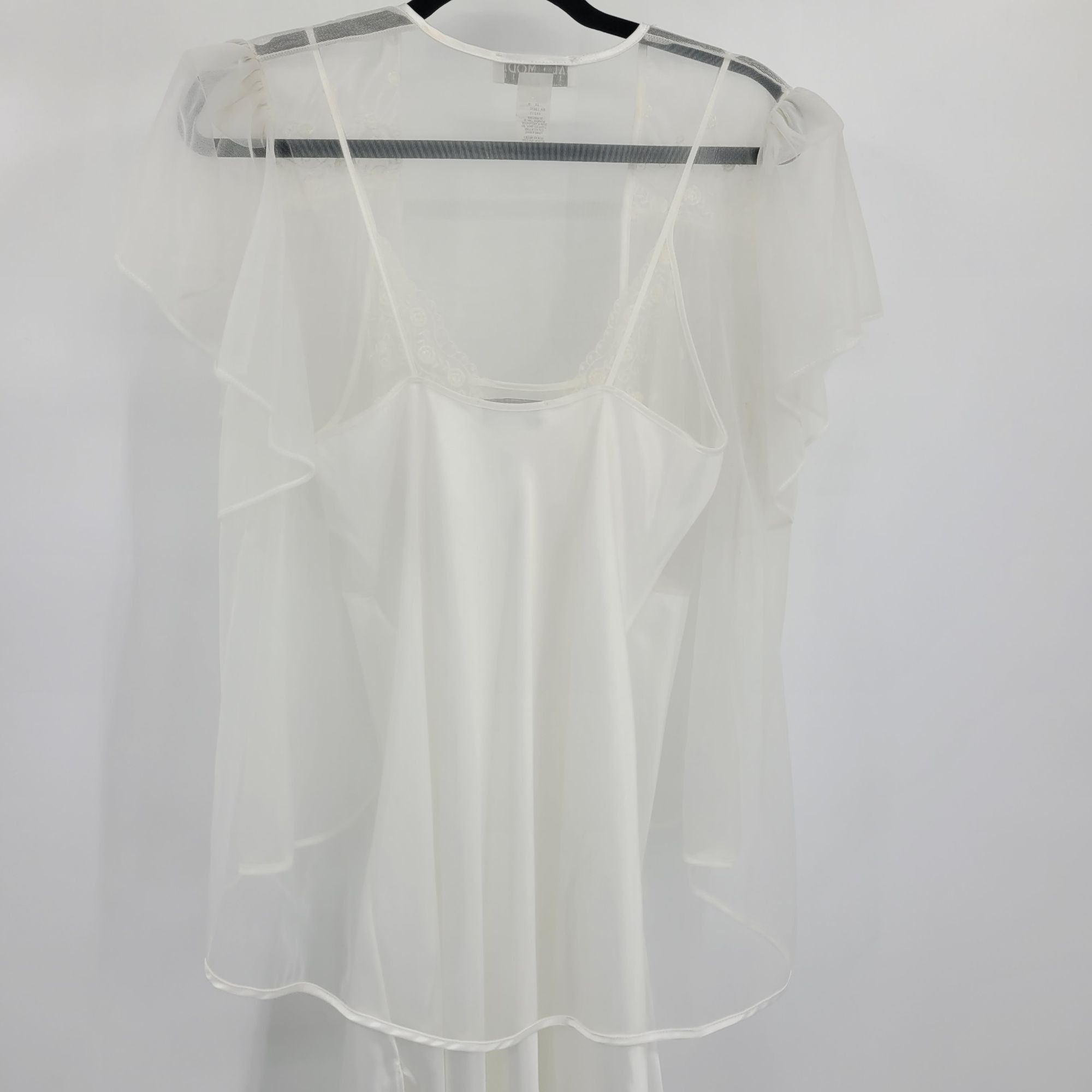 Vintage Vtg Lingerie Peignoir Negligee Set White Sz S Sheer Robe Mer Size ONE SIZE - 8 Thumbnail