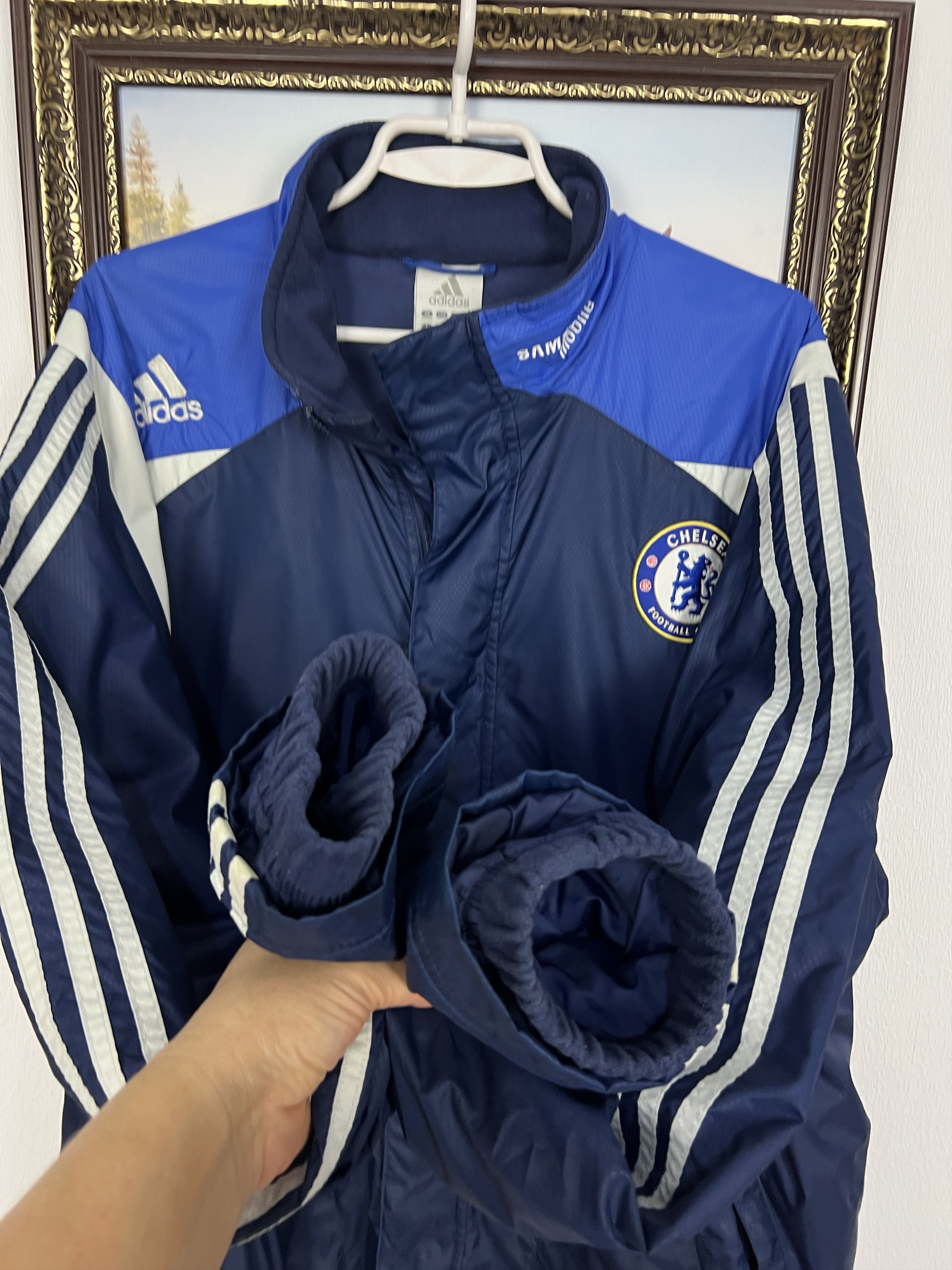 Adidas Vintage Chelsea Football Long Jacket Soccer Bomber Rare Size US L / EU 52-54 / 3 - 6 Thumbnail