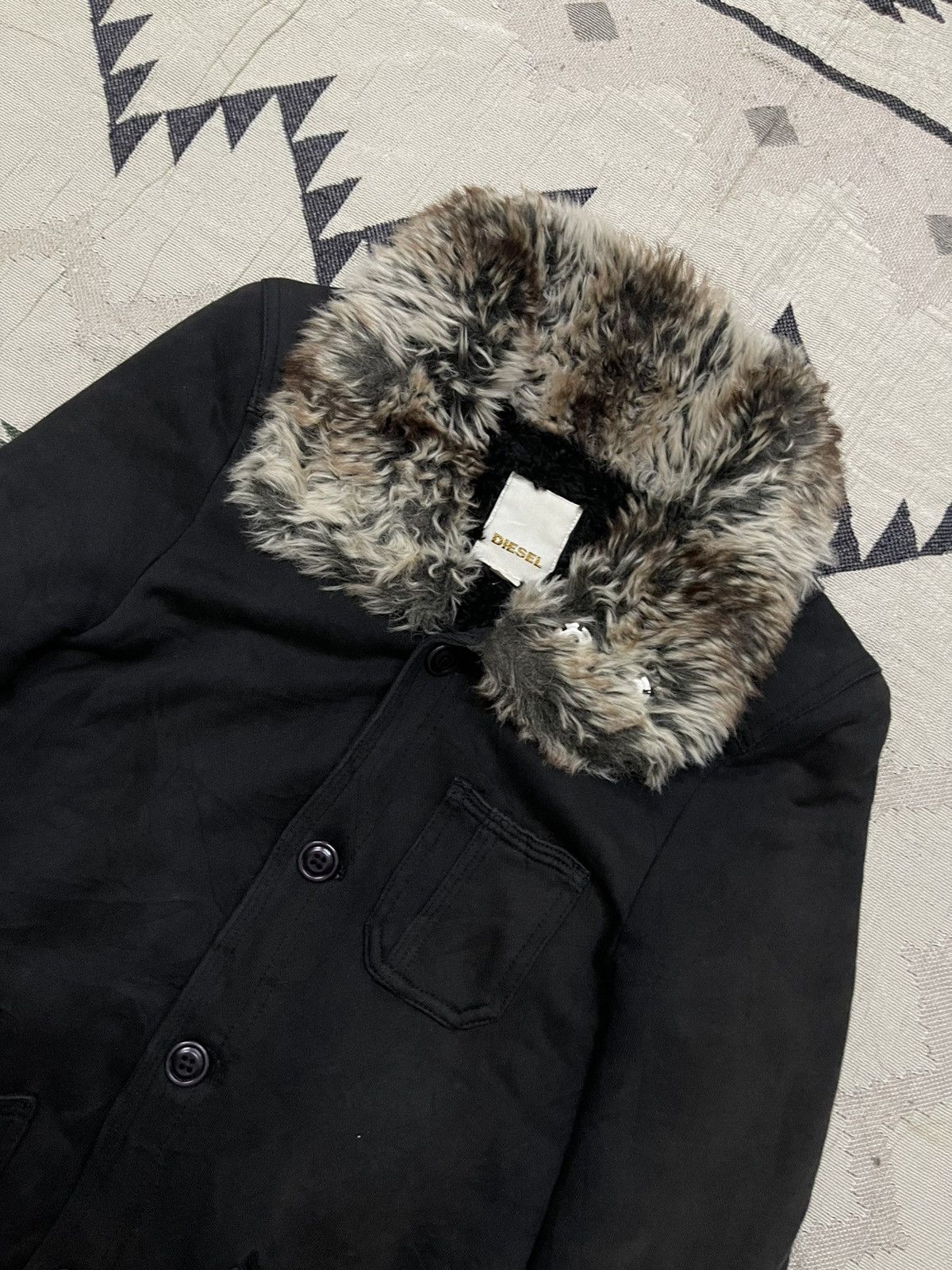 Diesel 2000s DIESEL MINK FUR FLEECE LINEN BUTTON UP JACKET Size US XXS / EU 40 - 8 Thumbnail