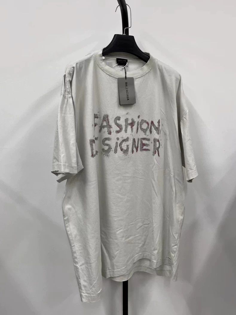 Balenciaga Monogrammed Drop Shoulder Short Sleeve T-shirt