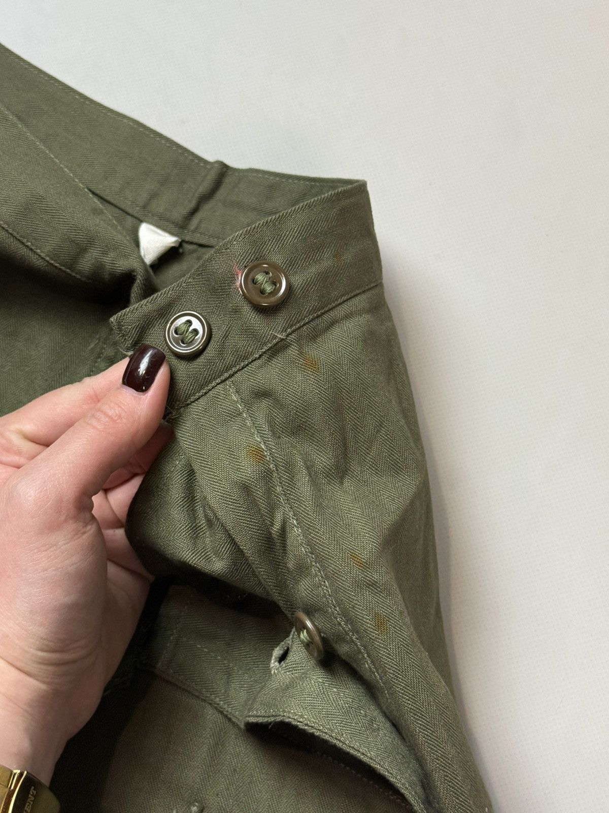 Vintage Original WW2 US Army Corps HBT Herringbone Twill Slack Pants Size 27" / US 4 / IT 40 - 13 Thumbnail
