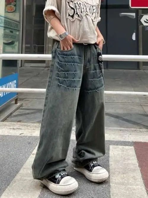 Other HAND PAINTED DENIM PANTS Y2K GOTHIC | Grailed