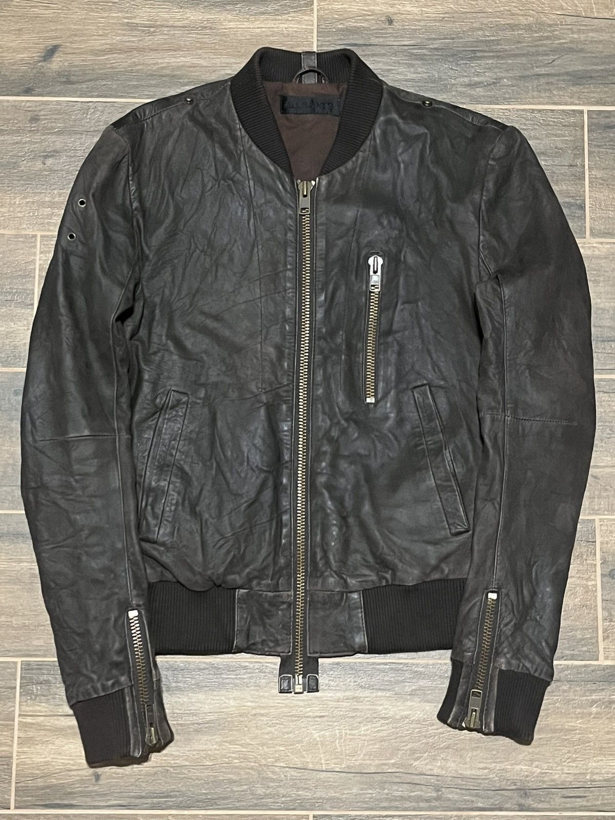 image of Allsaints Leather Jacket in Brown, Men's (Size Medium)