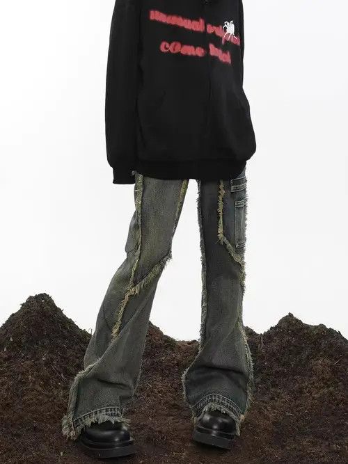Jean Vintage street wash baggy y2k micro flare jeans Size US 30 / EU 46 - 8 Thumbnail
