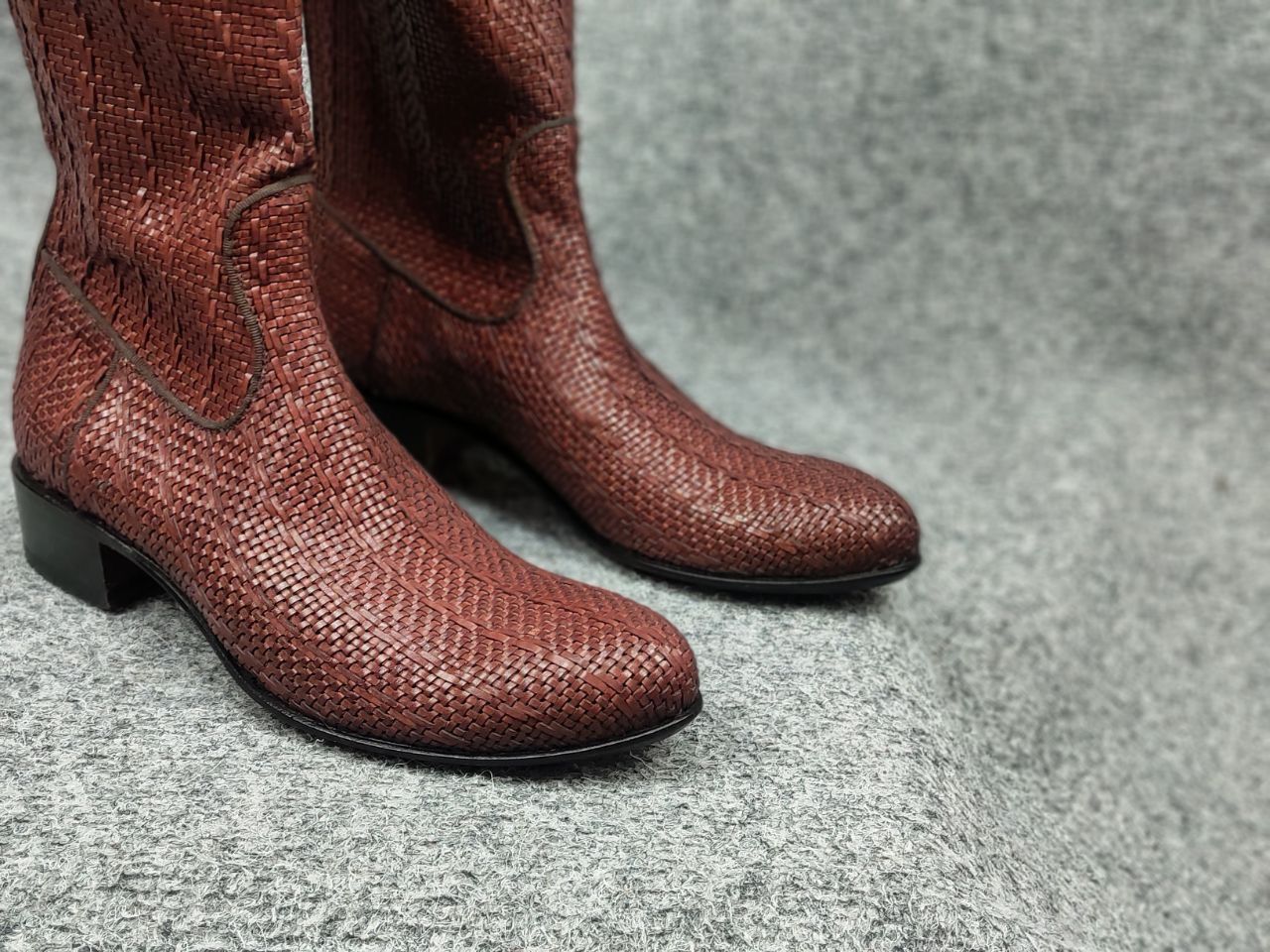 RoccoP Rocco P. Braided leather High Round Toe Riding Tall Boots Size US 6.5 / IT 36.5 - 7 Thumbnail