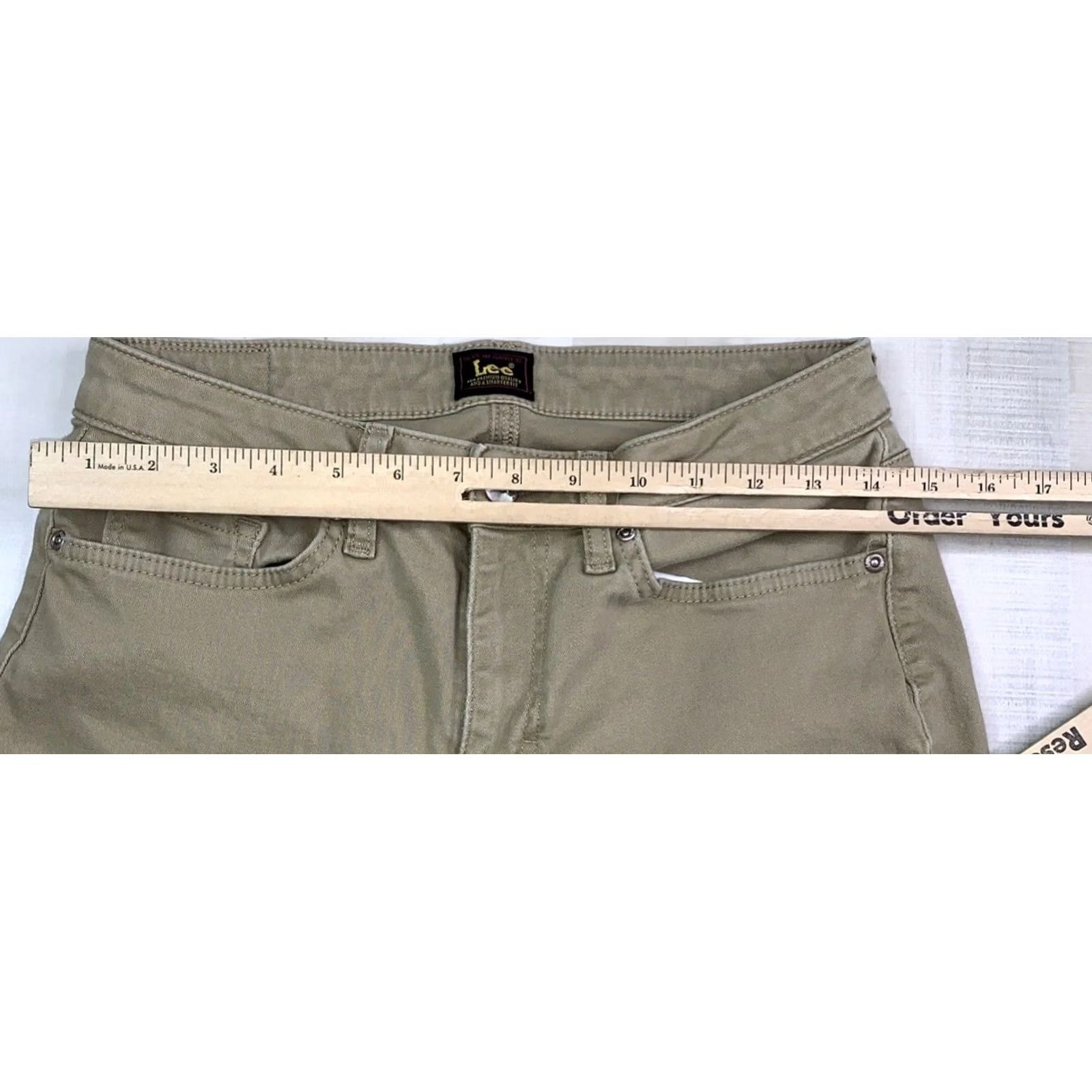 Lee Lee Khaki Pants Womens 8 Straight Leg Slim Fit Stretch Cotton Blend Flat Front Beige Business Casual Workwear 8 Womens Size 30" / US 8 / IT 44 - 7 Thumbnail
