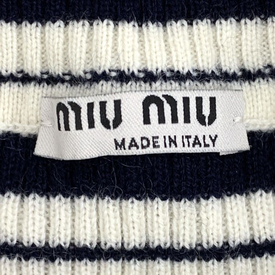 Miu Miu Miu Miu Stripe Cashmere Lapel Short Sleeve Knit K26WX Size M / US 6-8 / IT 42-44 - 5 Thumbnail