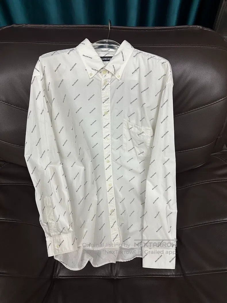 Balenciaga Balenciaga size 37 Printed Logo Shirt, White Size US XS / EU 42 / 0 - 1 Thumbnail