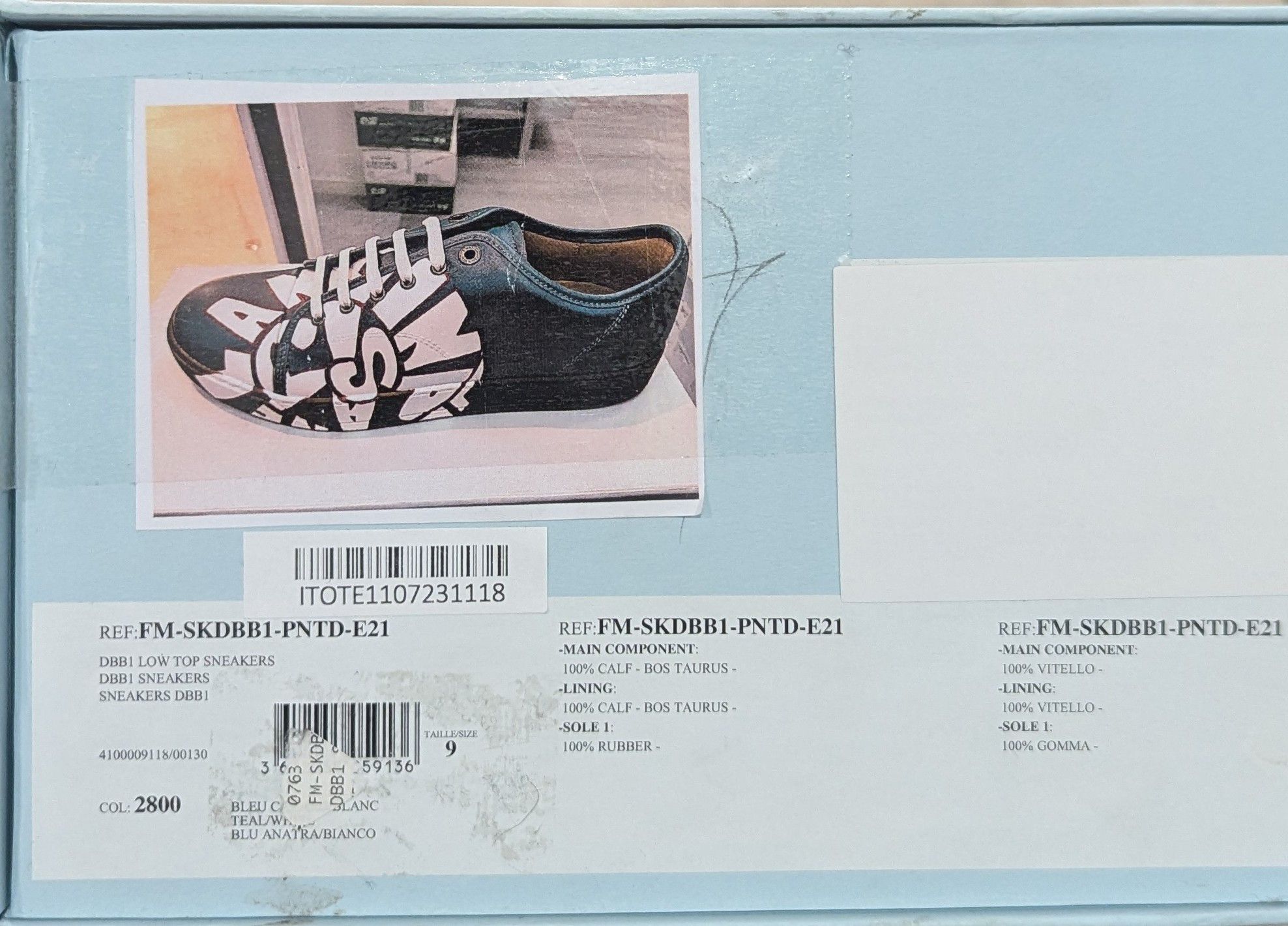 Lanvin Lanvin Leather Low-Top Sneakers Teal/White UK 9 US 10 Size US 10 / EU 43 - 9 Thumbnail