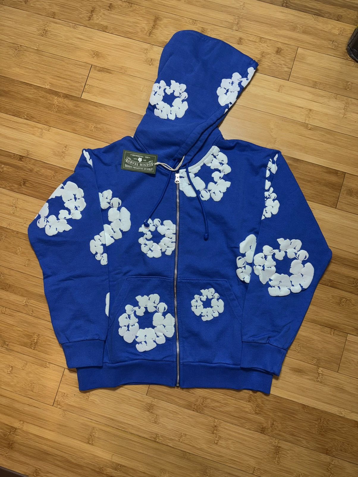 DENIM TEARS DENIM TEARS Royal Blue Cotton Wreath Zip Up - Size XS Size US XS / EU 42 / 0 - 1 Thumbnail