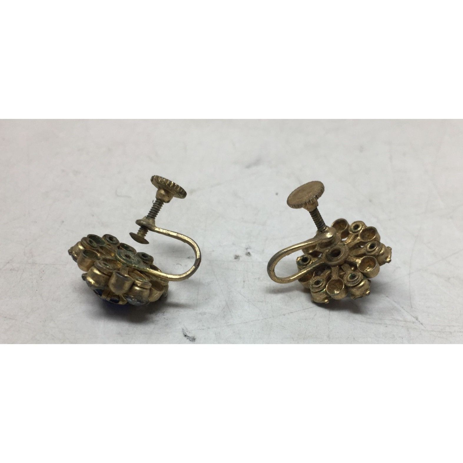 Other Women's Gold Tone Screw Back Earrings with Blue Rhinestones Size ONE SIZE - 4 Thumbnail