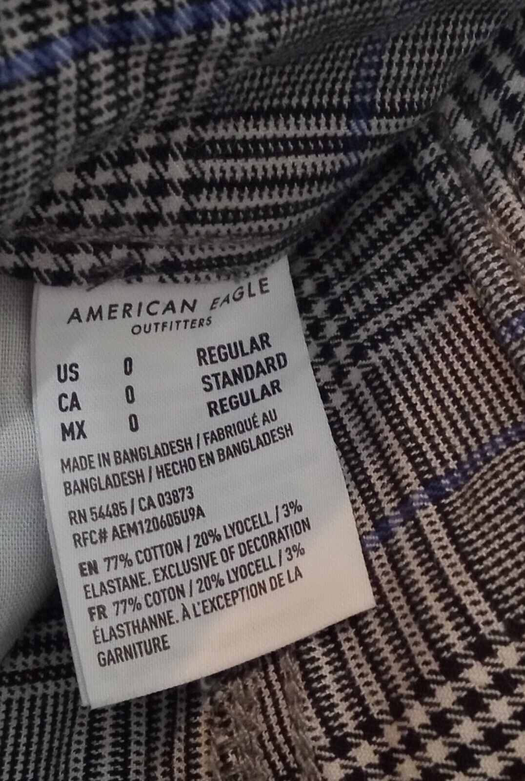 American Eagle Outfitters AE Skinny Jean Women's 0 Hi-Rise Jegging Plaid Stretchy Size 25" / US 0 / IT 36 - 6 Thumbnail