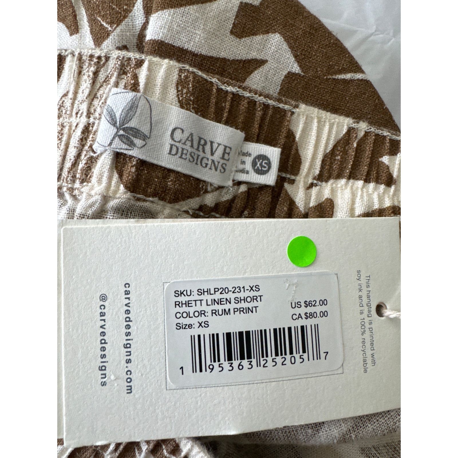 Other CARVE DESIGNS Rhett Linen Short Rum Print Size XS NWT Size 25" / US 0 / IT 36 - 6 Thumbnail